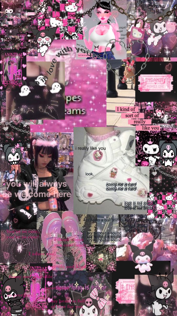 pink mallgoth aesthetic wallpaper. Goth wallpaper, Emo wallpaper, Hello kitty iphone wallpaper