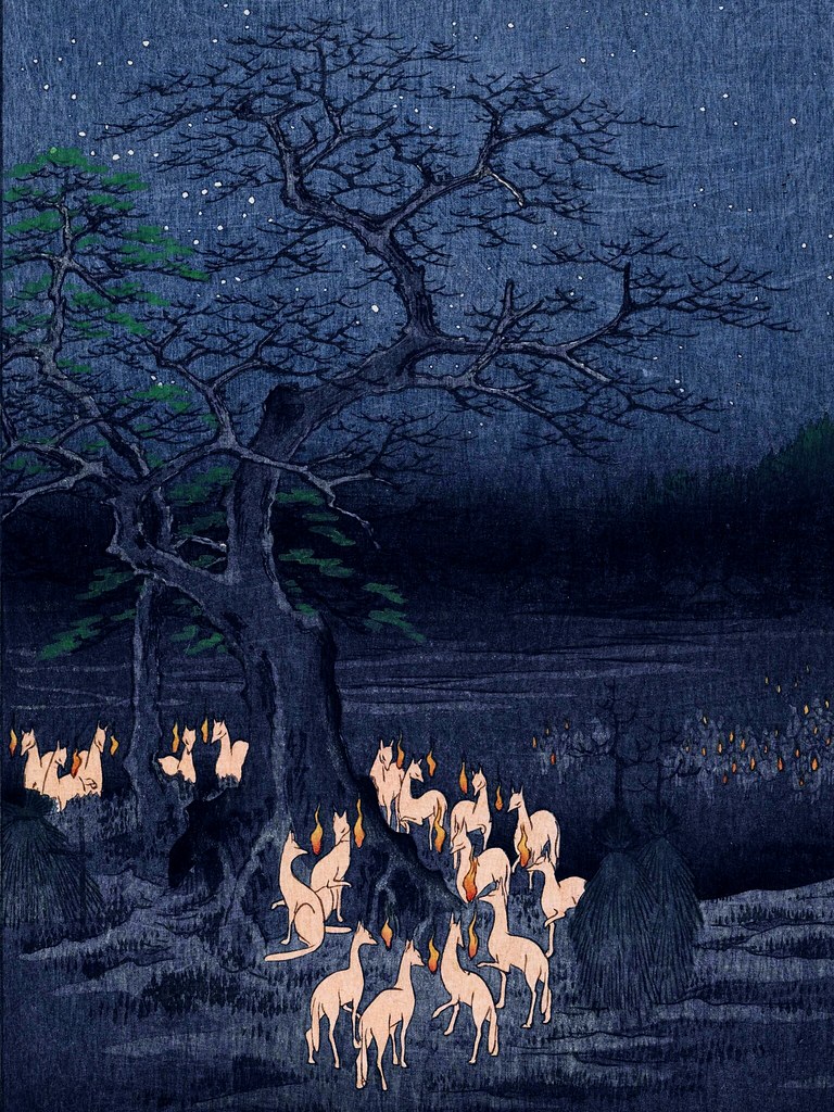 New Year's Eve Foxes Wallpaper. Hiroshige painting of New Y