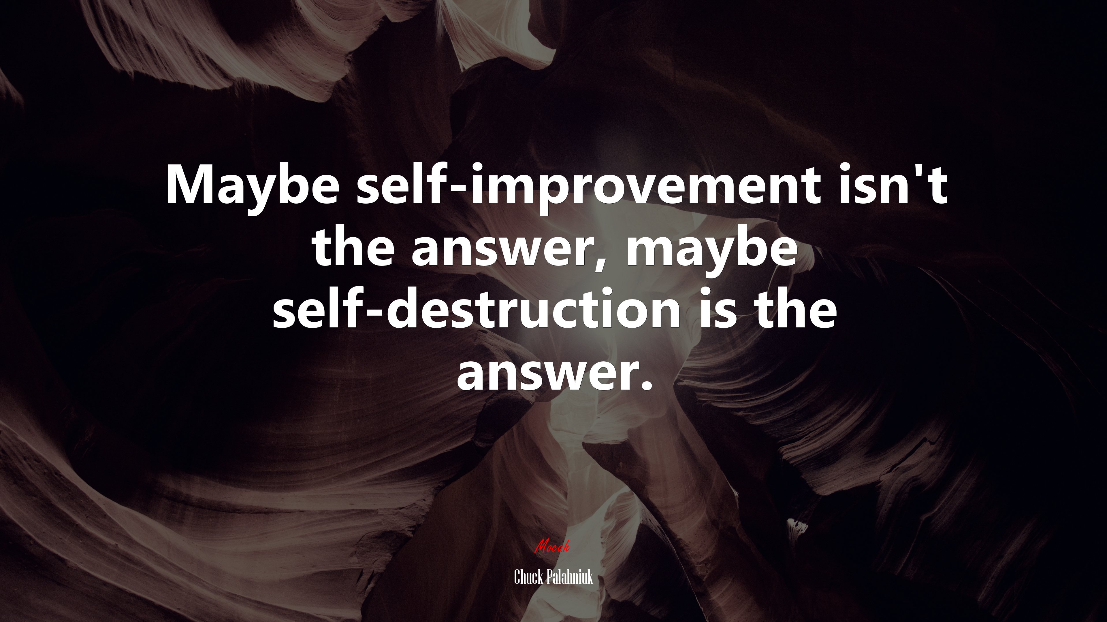 Maybe Self Improvement Isn't The Answer, Maybe Self Destruction Is The Answer. Chuck Palahniuk Quote, 4k Wallpaper Gallery HD Wallpaper