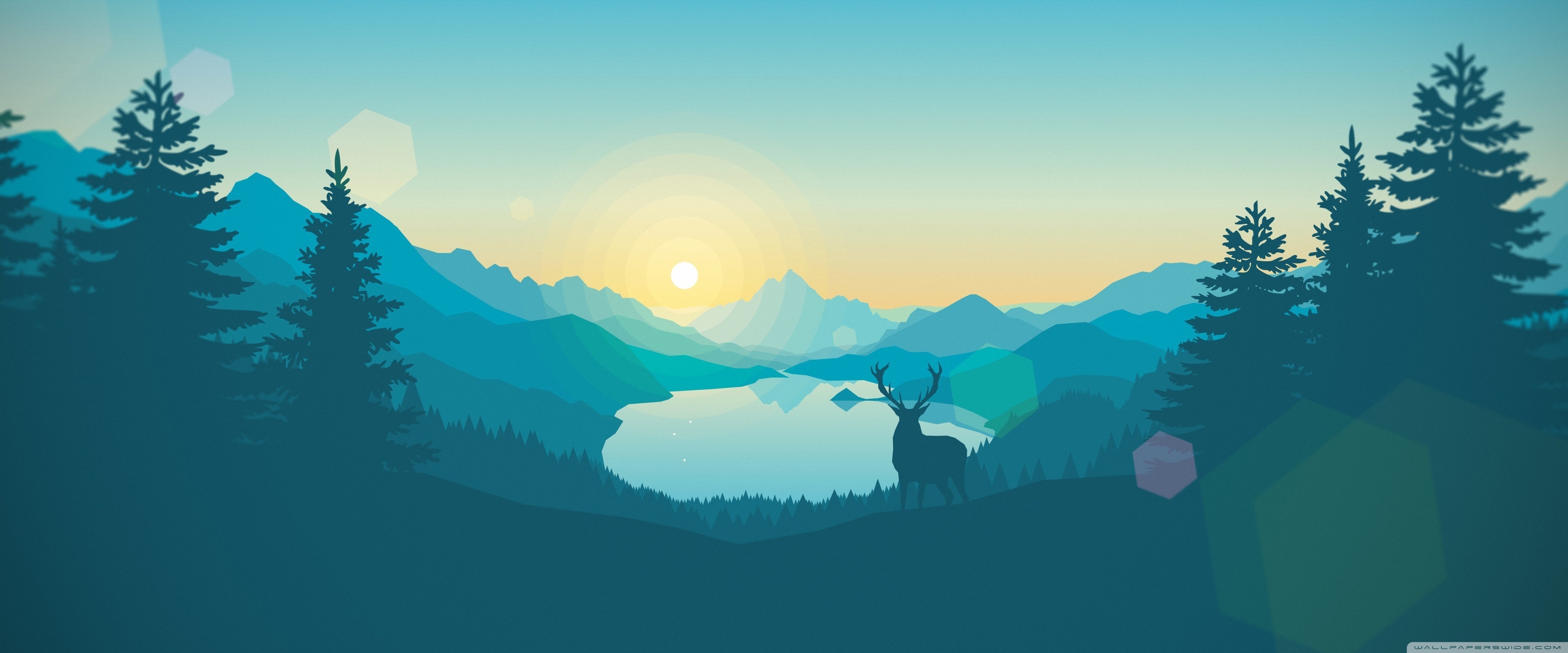 Wildlife Landscape Illustration Ultra HD Desktop Background Wallpaper for: Widescreen & UltraWide Desktop & Laptop, Multi Display, Dual & Triple Monitor, Tablet