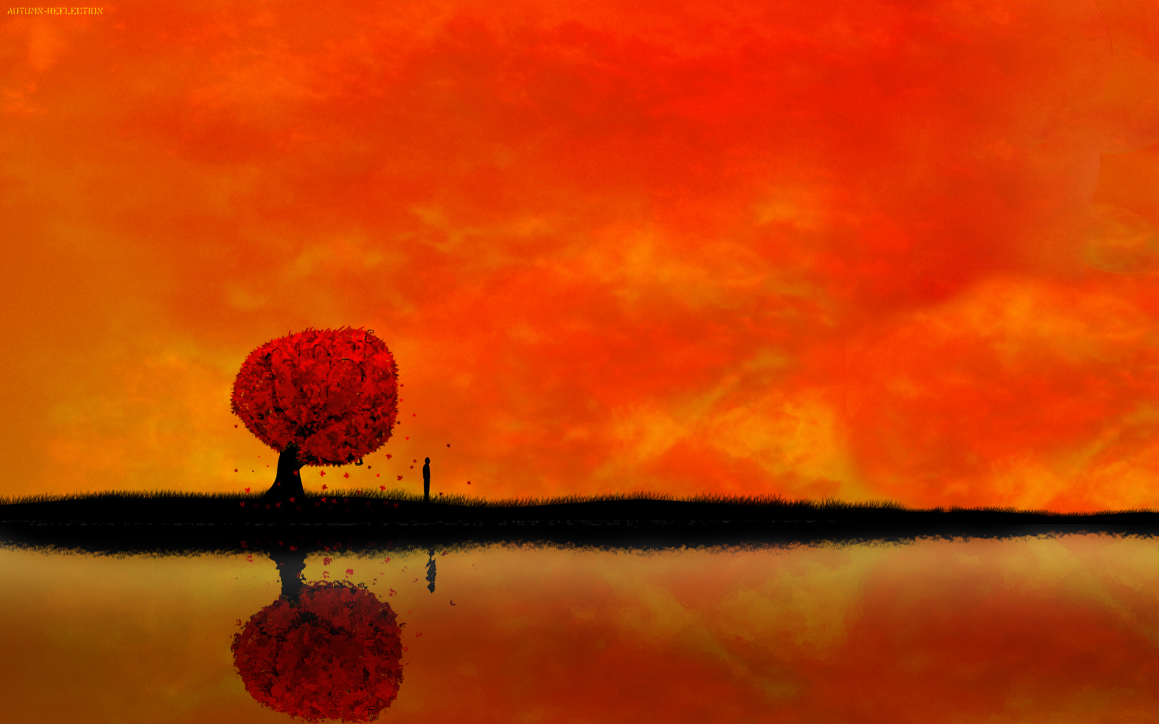 2d Digital Art Orange Landscape Wallpaperx1050