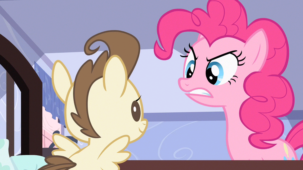 safe, screencap, pinkie pie, pound cake, pony, baby cakes, angry, baby, gritted teeth, stare, the stare