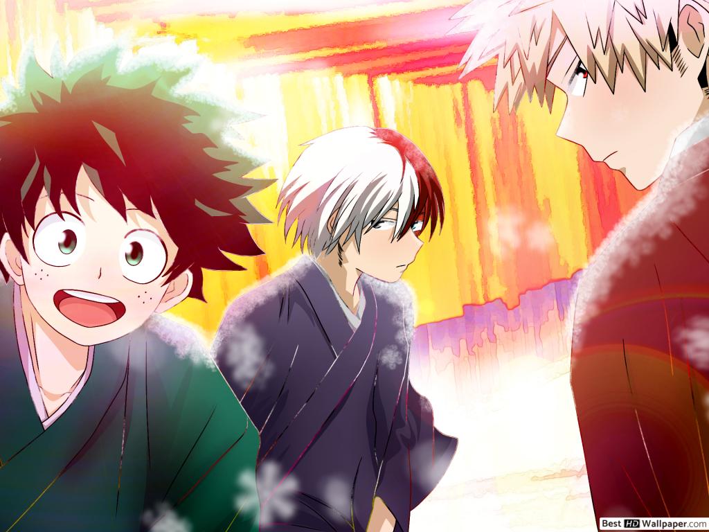 My Hero Academia Midoriya, Shoto Todoroki & Katsuki Bakugo HD wallpaper download