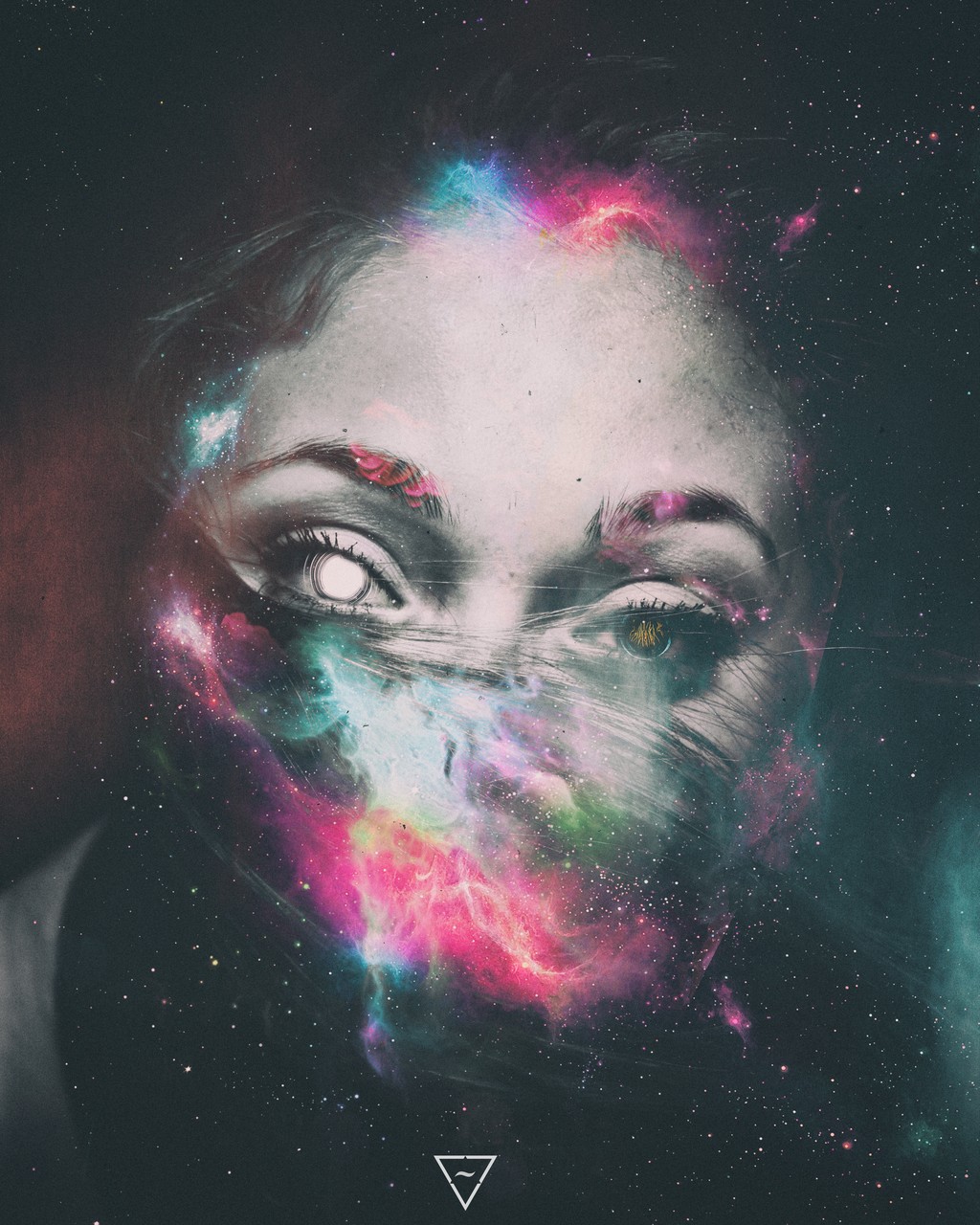 Wallpaper, 1024x1280 px, abstract, face, photo manipulation, Photohop, space, women 1024x1280