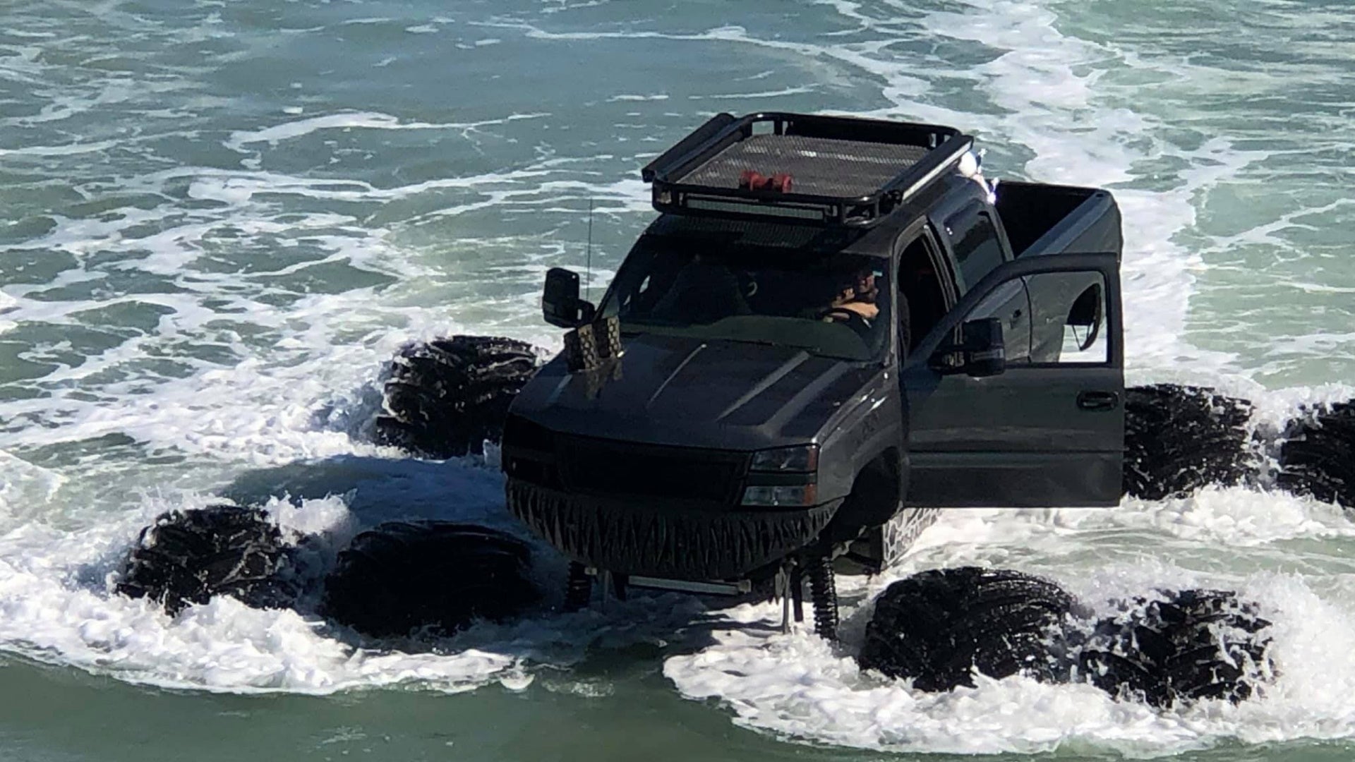 Here's Why An Eight Wheeled Chevy Silverado Monster Truck Went Sailing Into A South Florida Bay