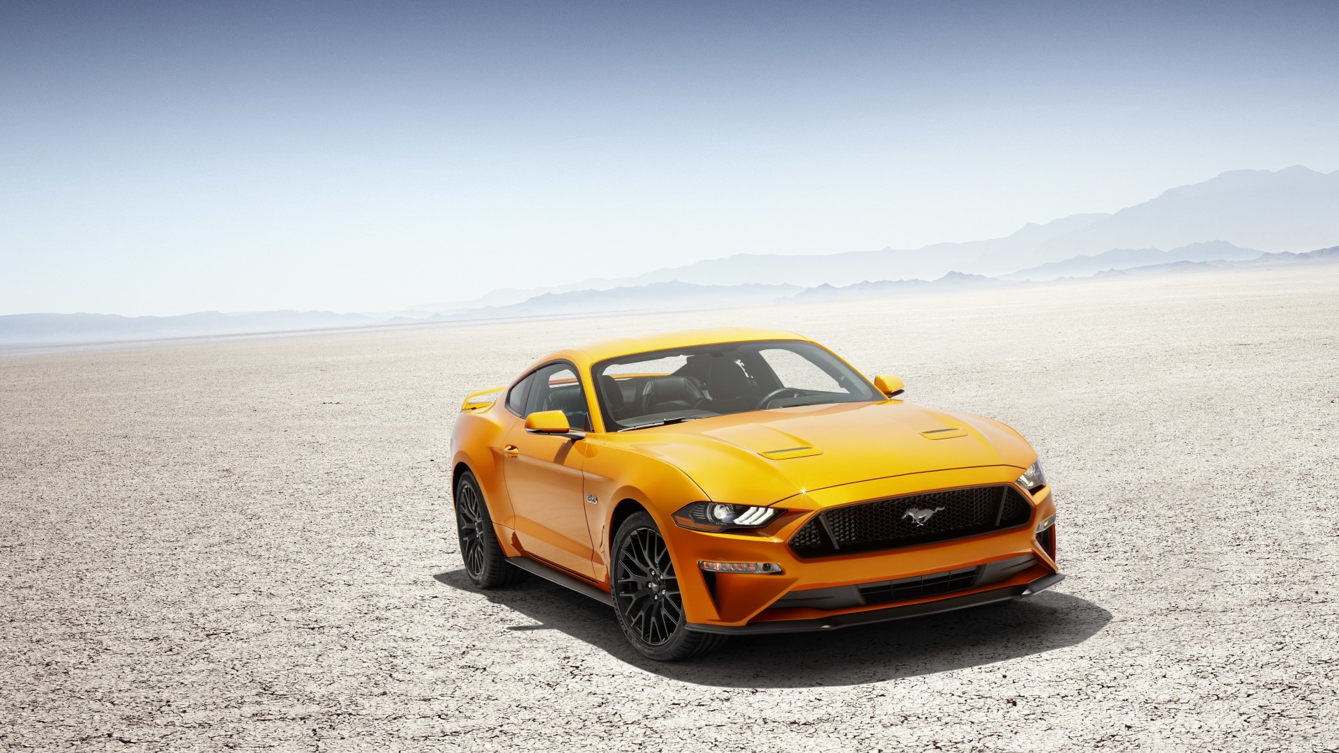 Download 1920x1080 Ford Mustang, Yellow, Desert, Muscle, Cars Wallpaper for Widescreen