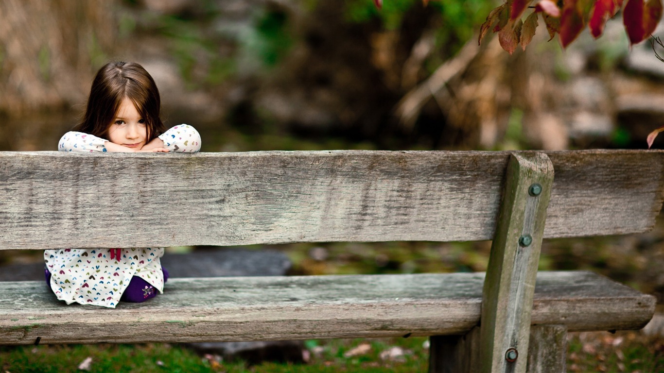 Child Sitting On A Bench Cute HD Wallpaper