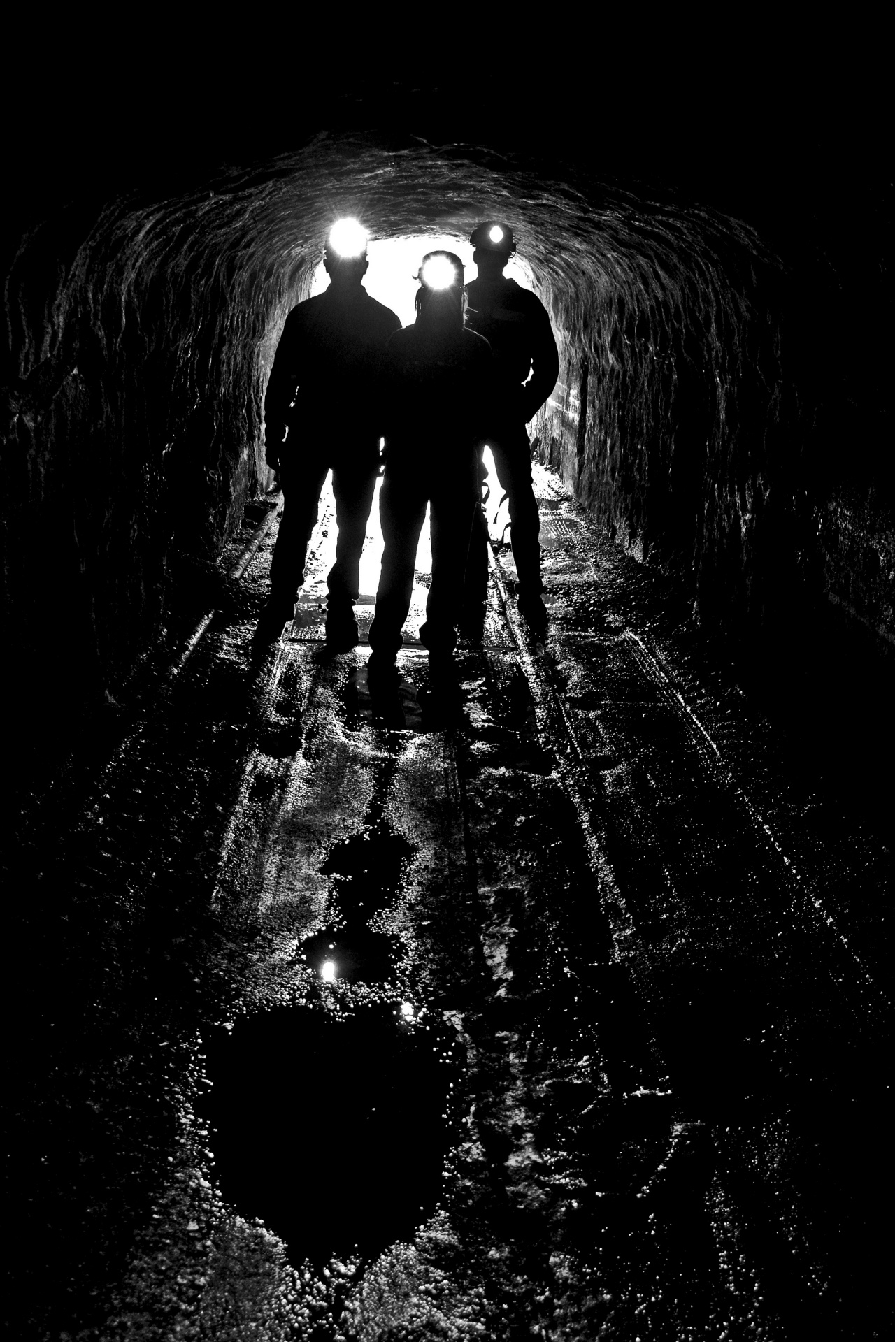 Mine, coal, silhouette, miner, light