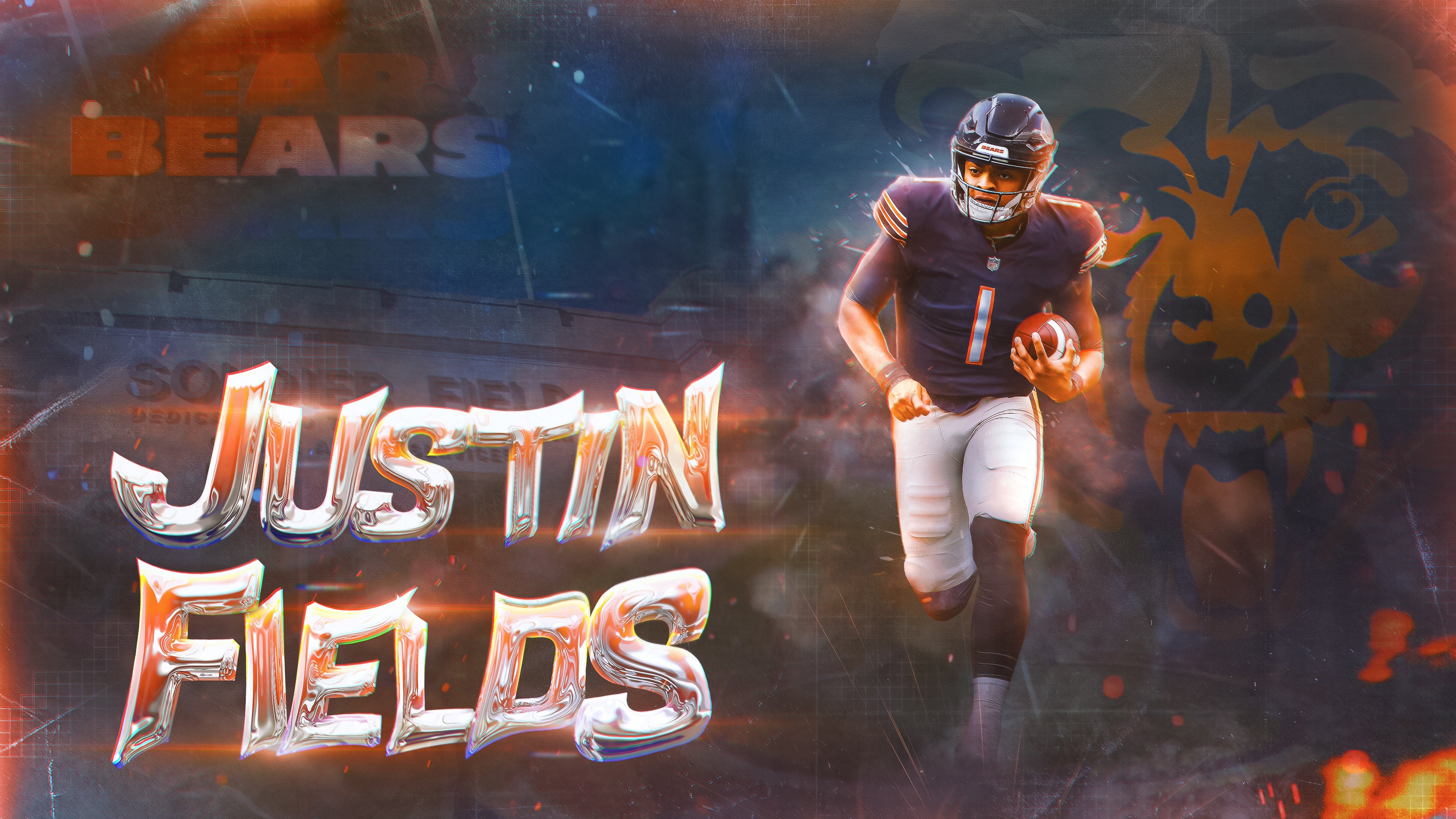 Justin Fields  chicago bears wallapaper  Chicago bears wallpaper  Chicago bears pictures Chicago bears logo