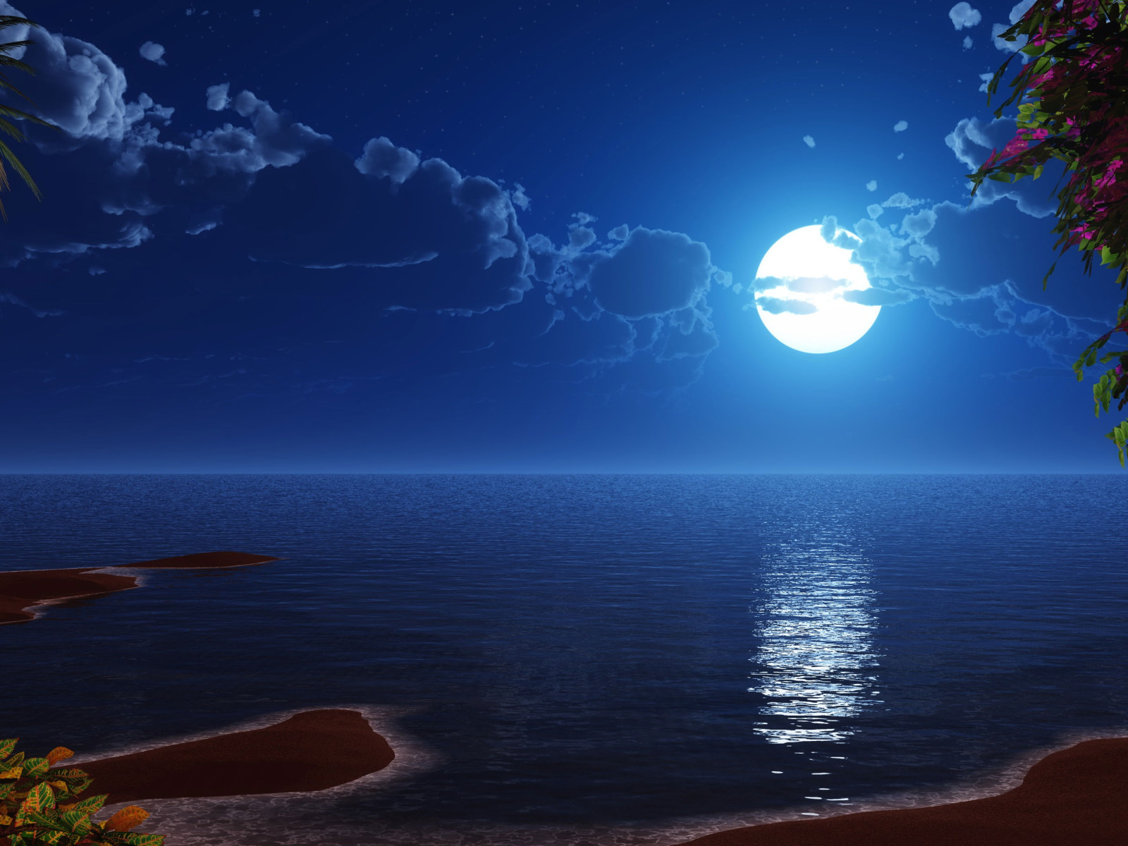Fantasy landscape wallpaper, beach, night sky, seascape, ocean, reflection • Wallpaper For You HD Wallpaper For Desktop & Mobile