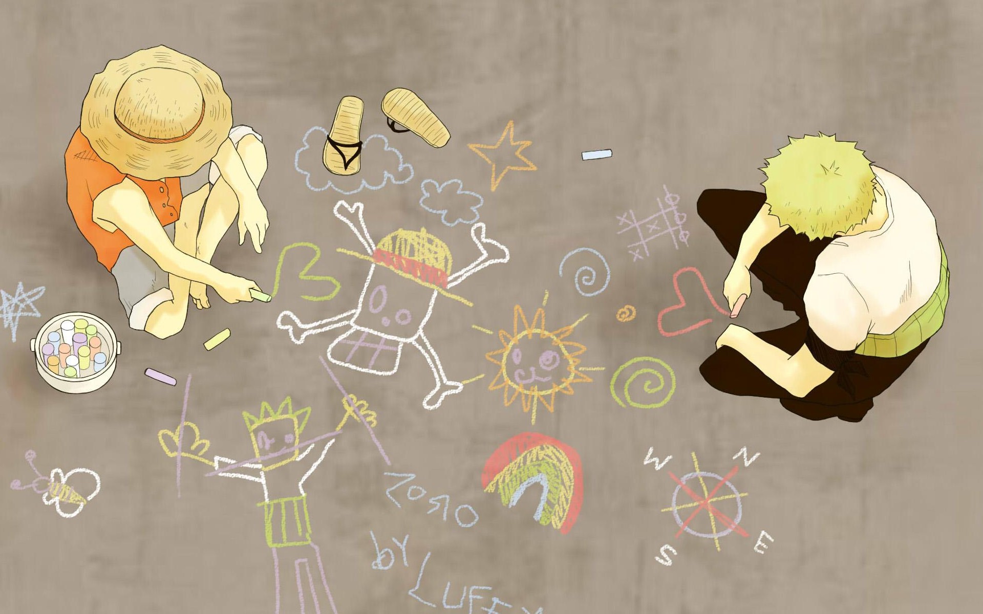 one, Piece, anime, Chalk, Monkey, D, Luffy Wallpaper HD / Desktop and Mobile Background