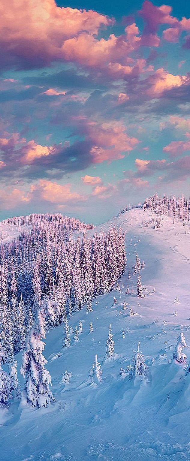 Pink Aesthetic Snow Landscape Wallpaper