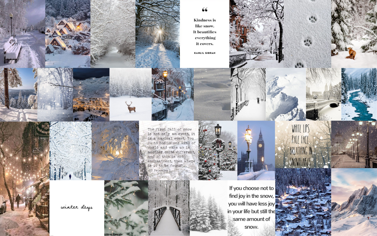Snowy wallpaper. Winter wallpaper, Winter collage wallpaper macbook, Blue winter aesthetic wallpaper