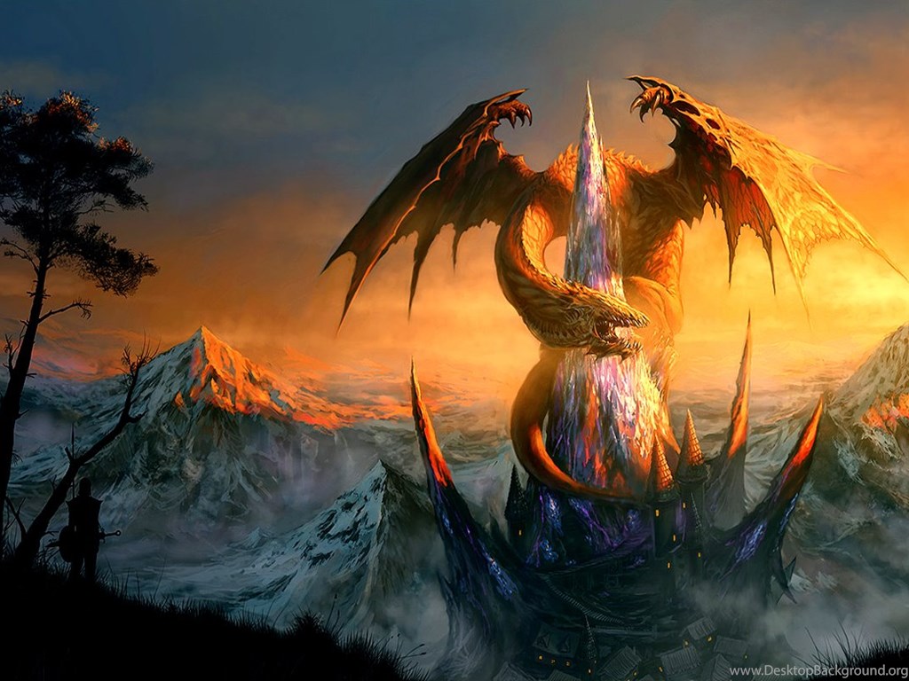 Mythical Ice And Water Dragons Wallpaper. Desktop Background