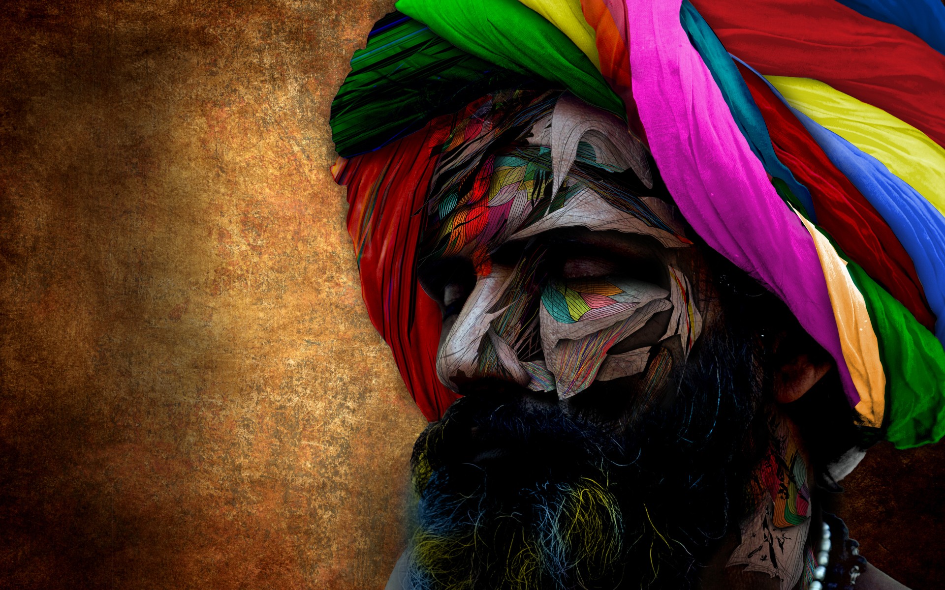 #headdress, #colorful, #beards, #artwork, #men, #Indian, wallpaper. Mocah HD Wallpaper