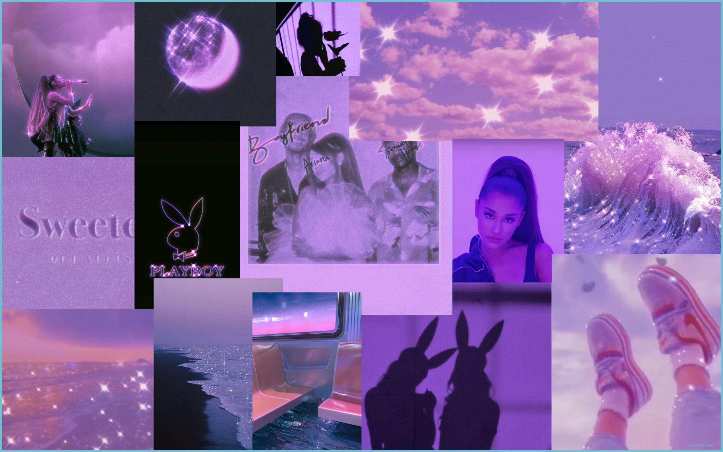 Purple Collage Wallpaper Ariana Grande Themed Cute Desktop Grande Laptop Wallpaper