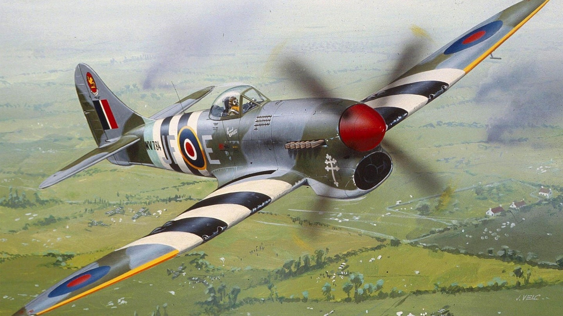 Wallpaper, 1920x1080 px, airplane, D Day, Hawker Typhoon, military aircraft, World War II 1920x1080