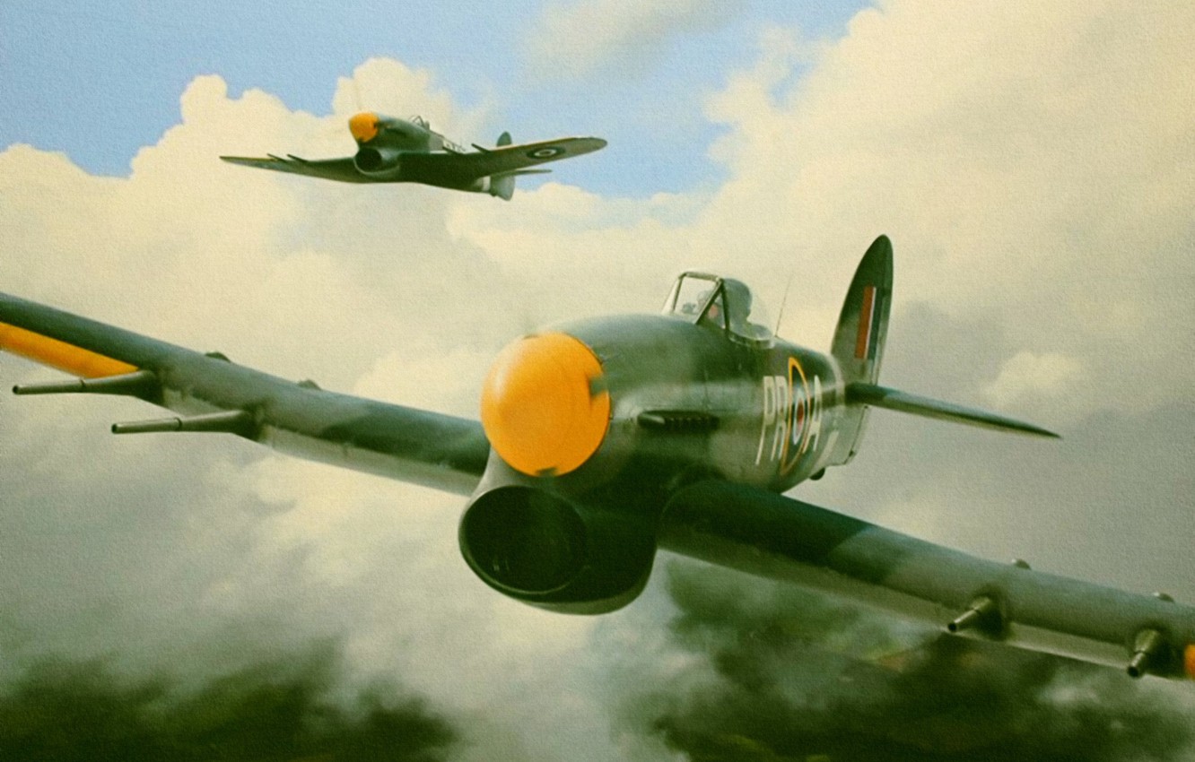 Wallpaper aircraft, war, art, aviation, ww hawker typhoon image for desktop, section авиация
