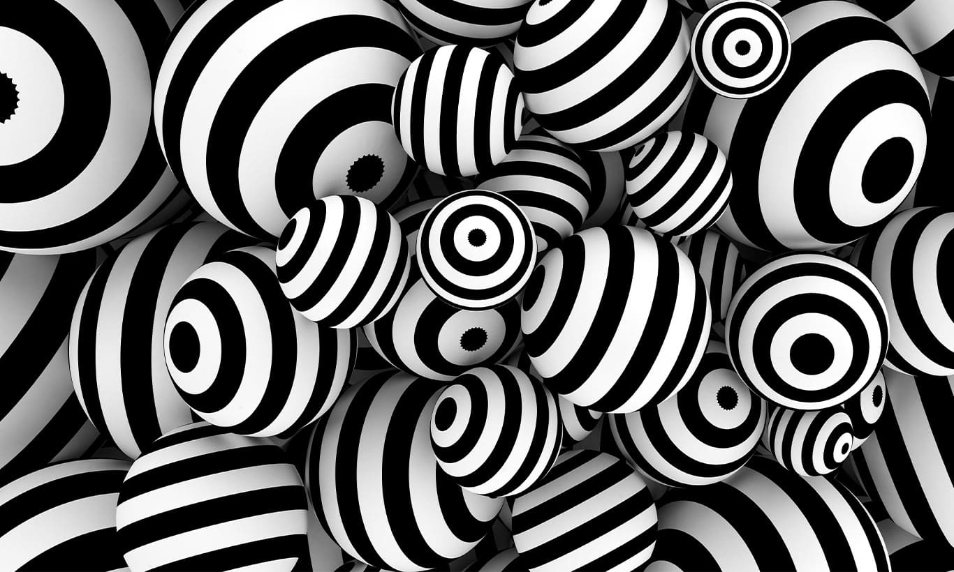 Abstract Balls with Stripes Wallpaper Mural