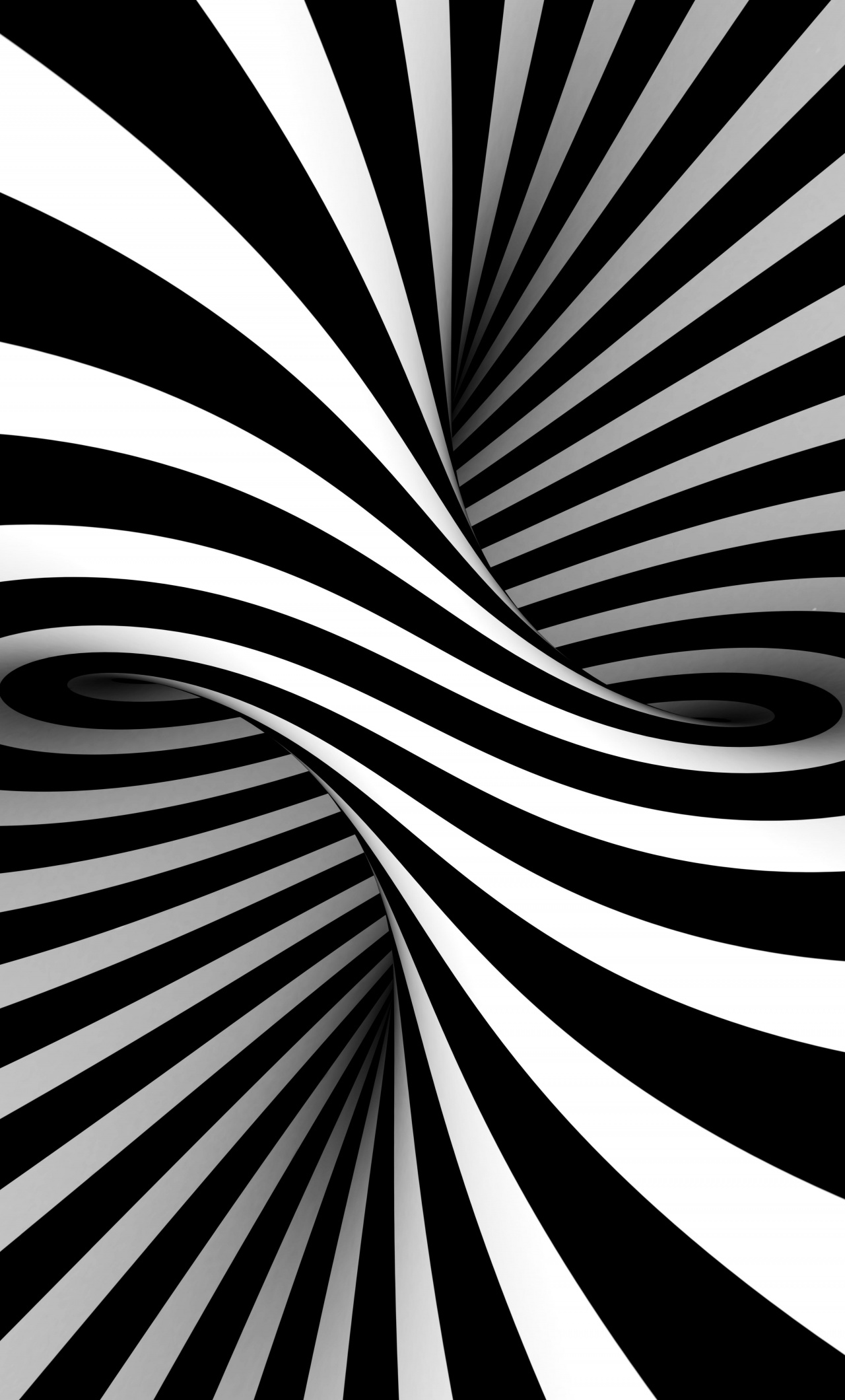 Download BW, Black White Stripes, Optical Illusion, Art Wallpaper, 1280x IPhone 6 Plus
