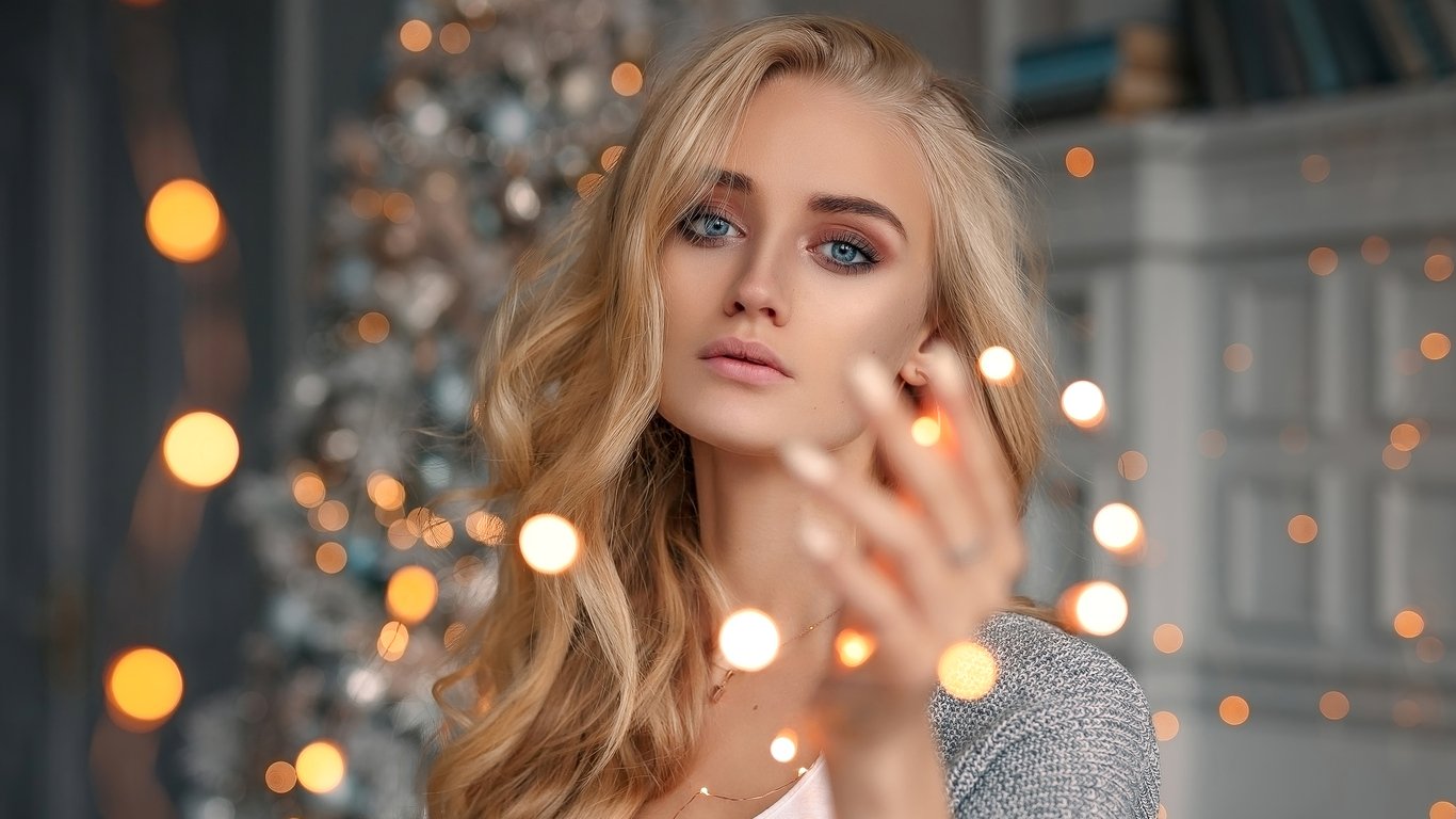 Blonde Girl Bokeh Lights 4k 1366x768 Resolution HD 4k Wallpaper, Image, Background, Photo and Picture