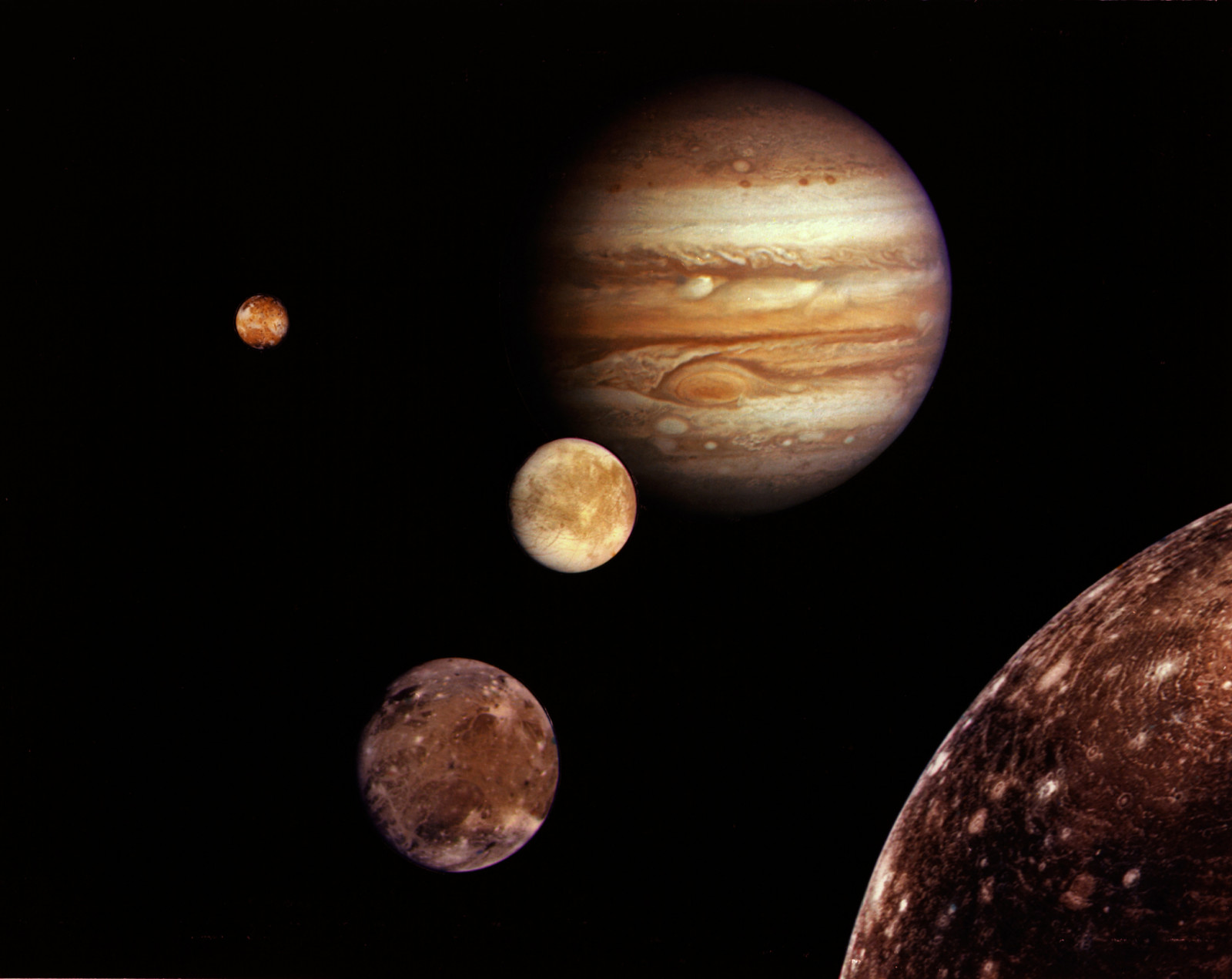 Wallpaper, night, planet, sky, sphere, rings, Moon, atmosphere, Jupiter, universe, Ganymede, Europa, IO, Callisto, computer wallpaper, outer space, astronomical object, still life photography, phenomenon, jpl, jetpropulsionlaboratory, voyager1