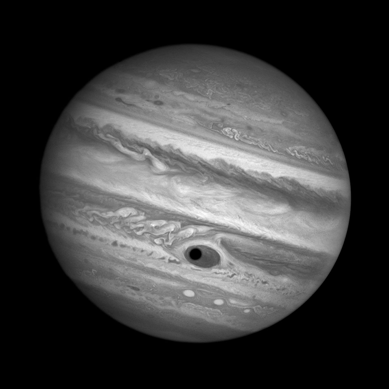 Jupiter's Great Red Spot And Ganymede's Shadow