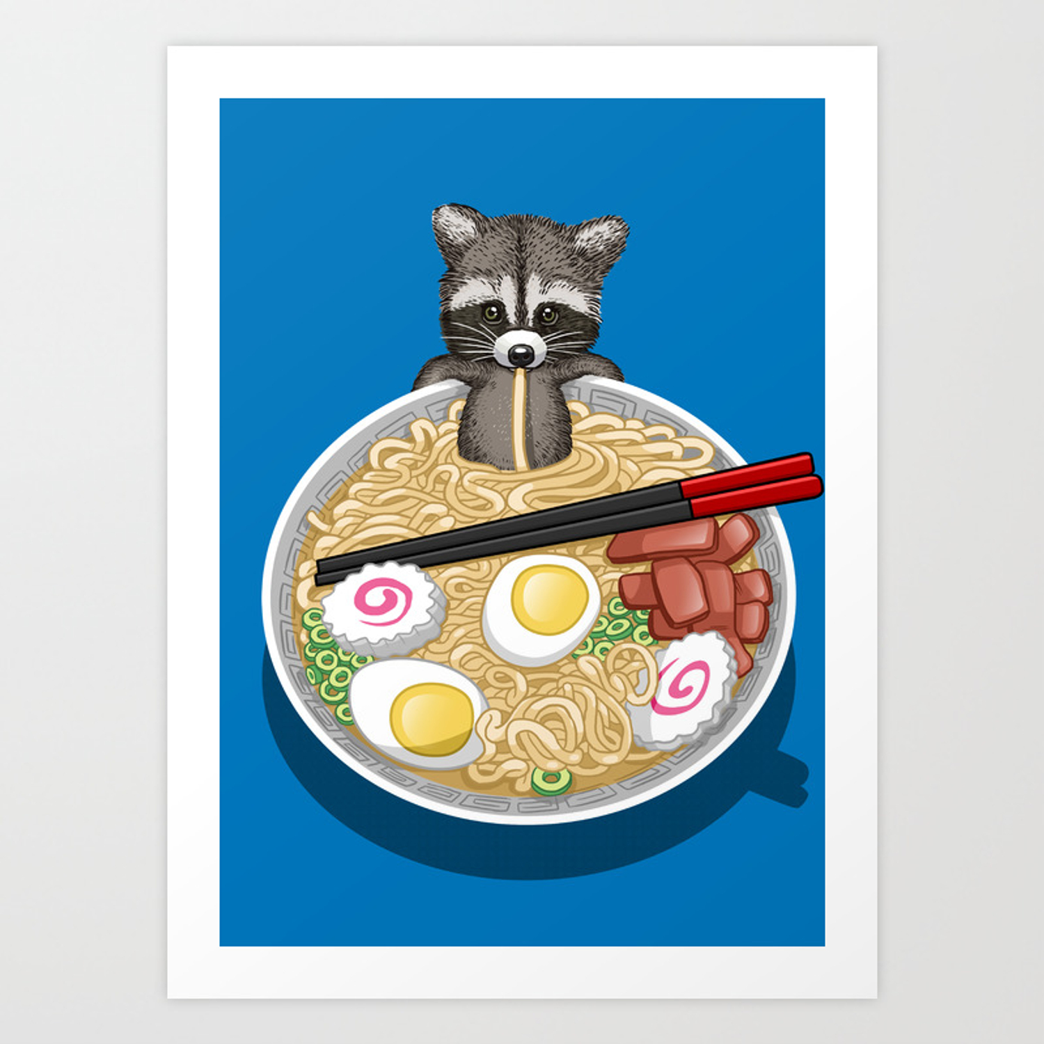 Raccoon Ramen Art Print By Art Berto