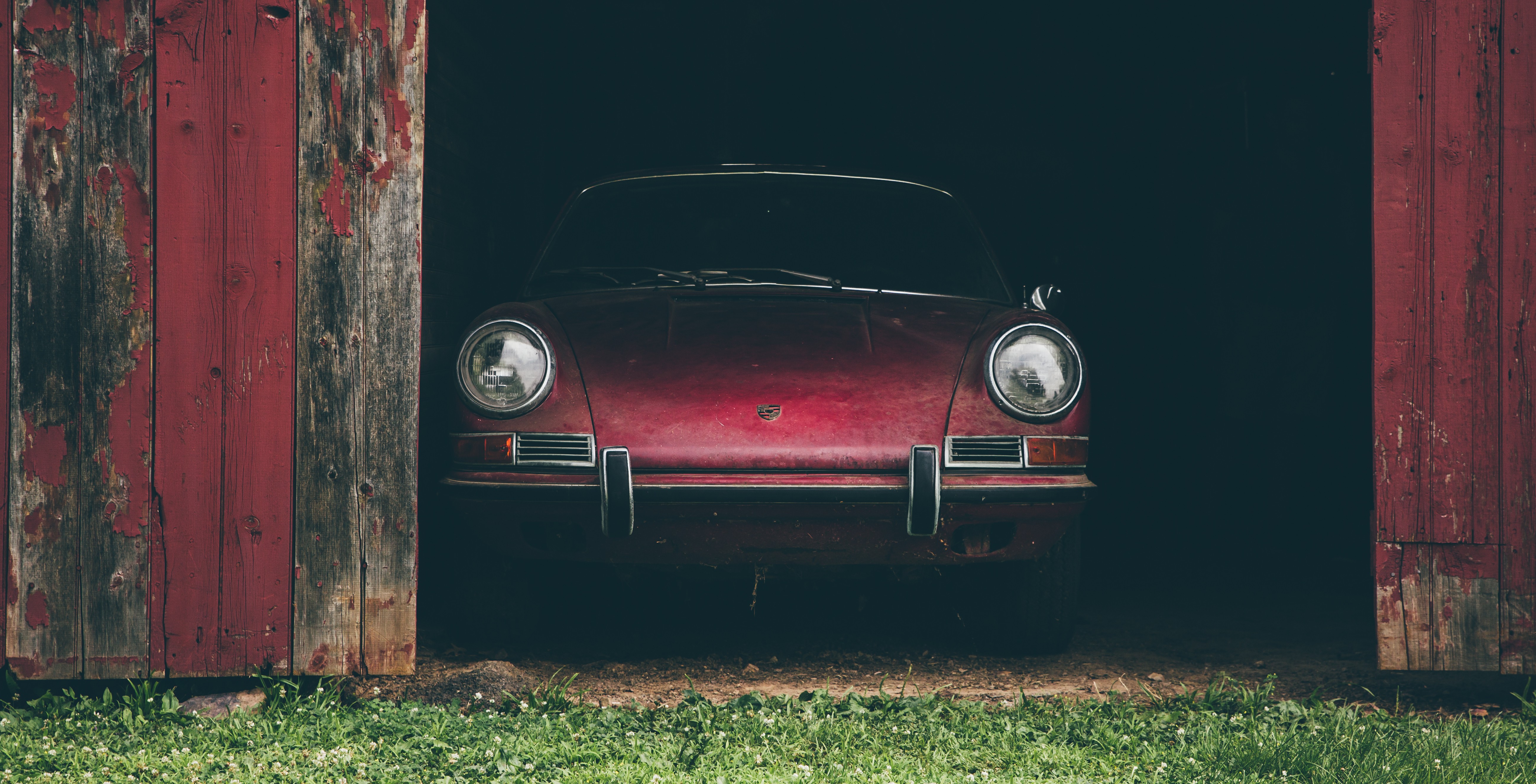 Wallpaper, red, vehicle, Porsche, Vintage car, classic 5196x2653