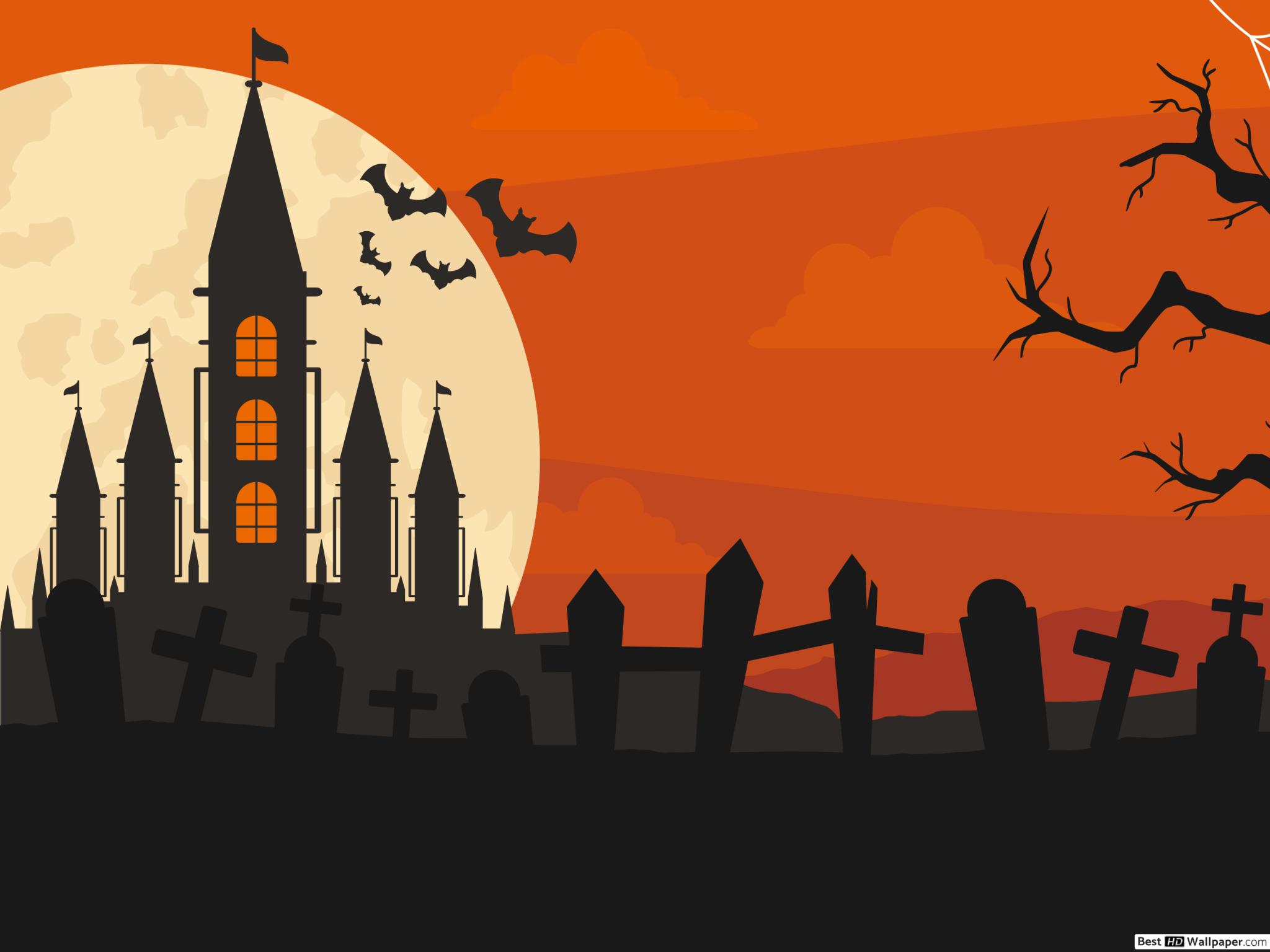 Flat design background for halloween HD wallpaper download
