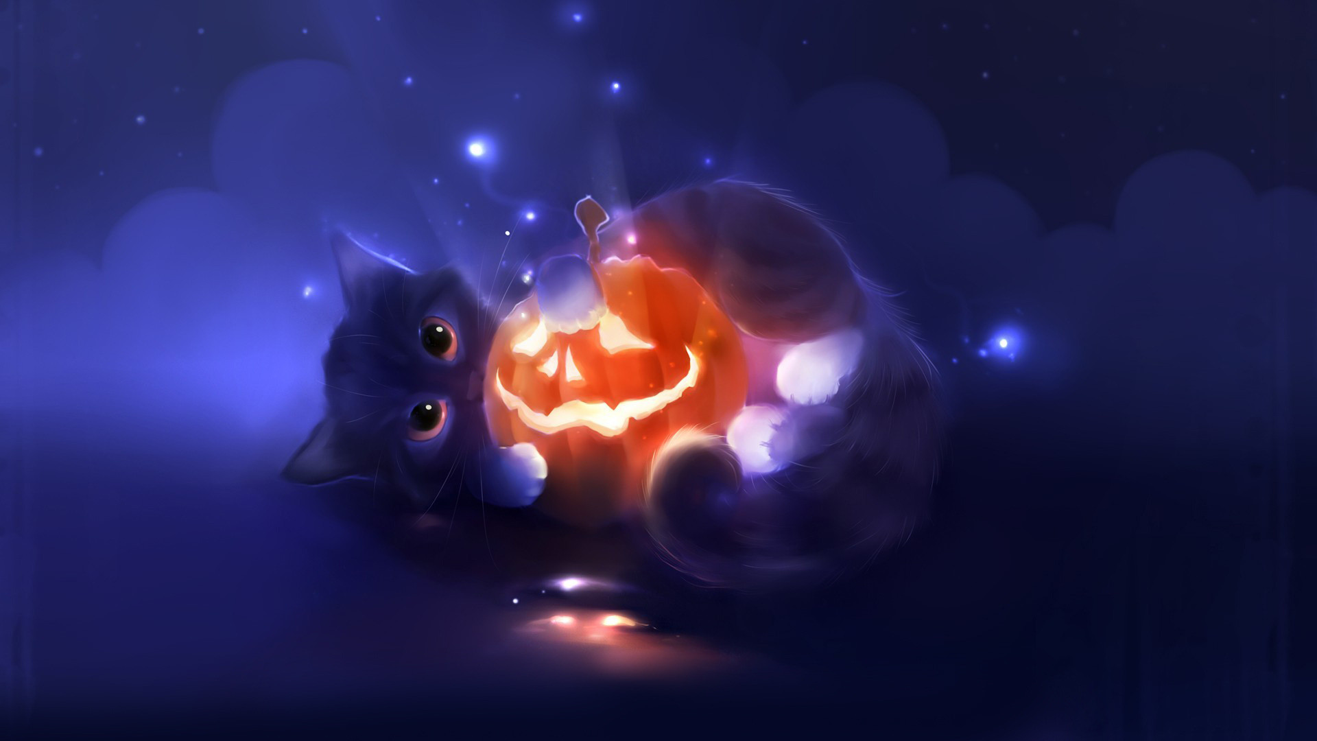 1920x Jack O Lantern Kitten Cat Halloween Holiday Halloween Background Cute