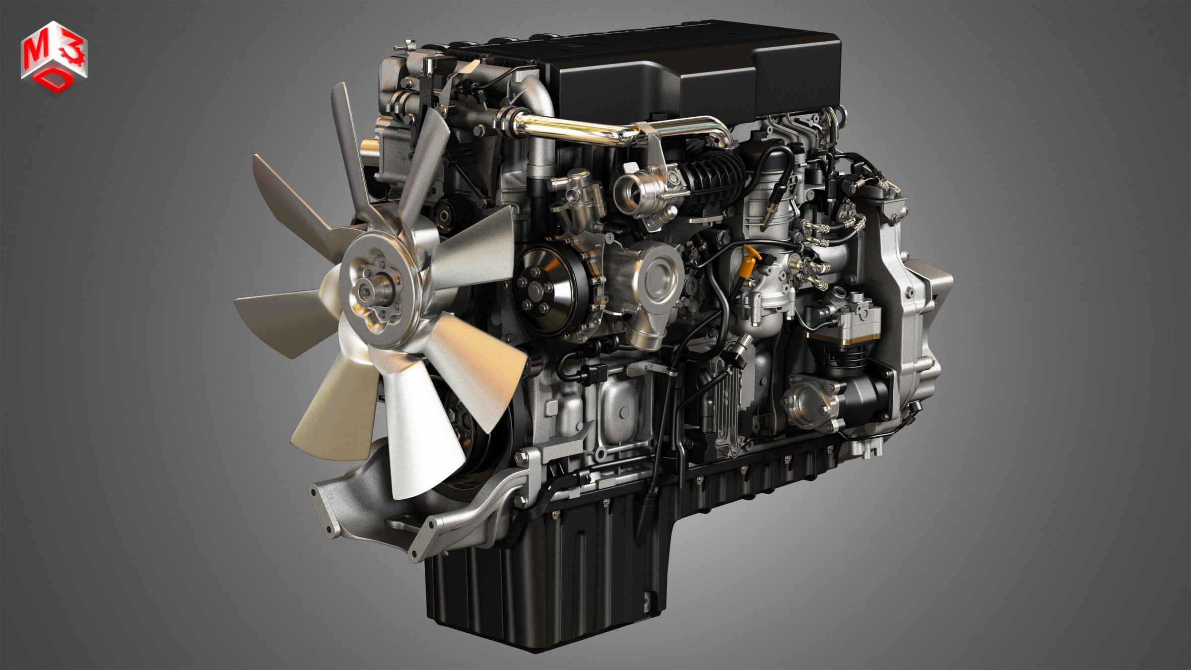 DD15 Heavy Duty Truck Engine Cylinder Diesel Engine 3D Model