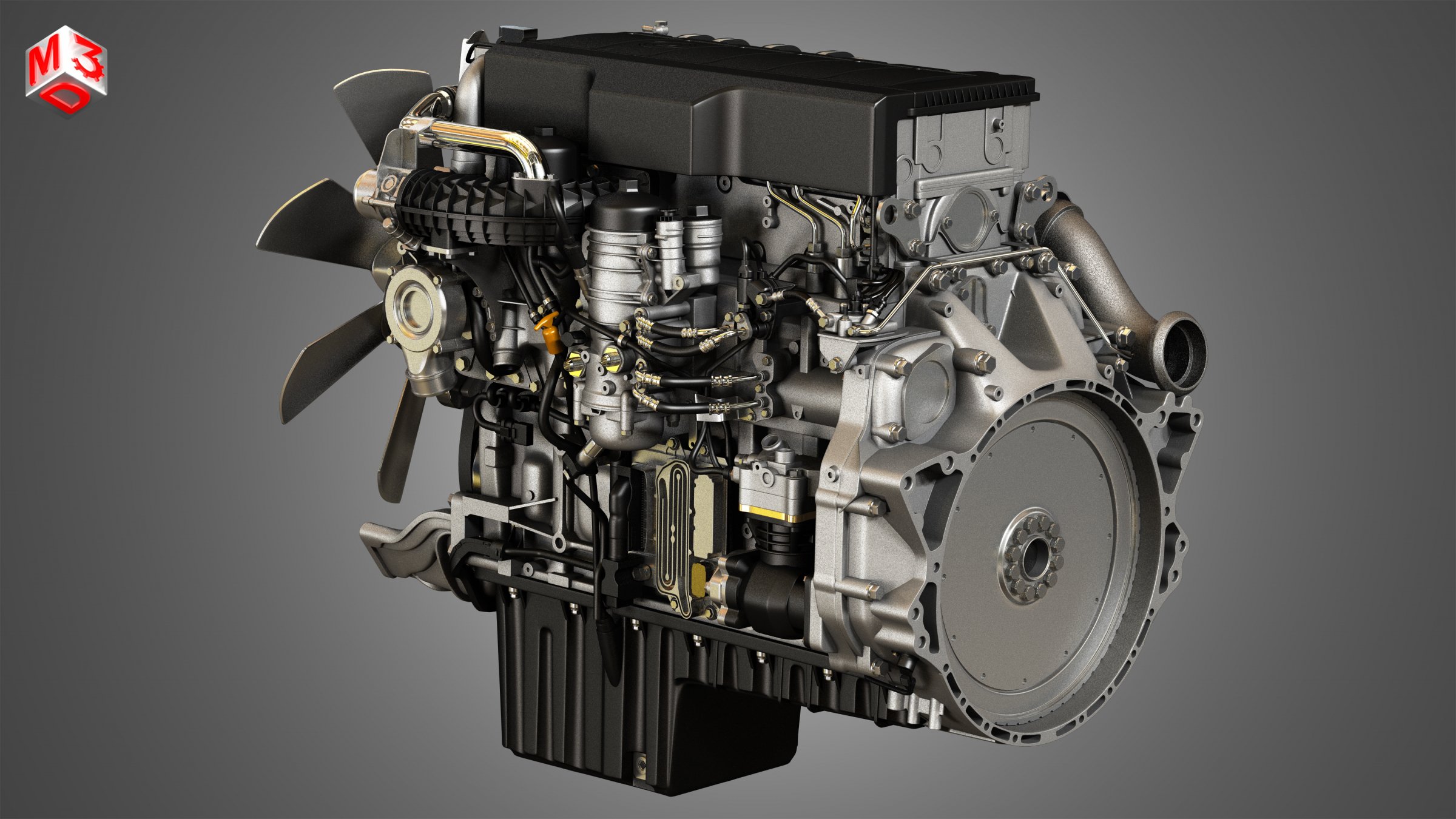 DD15 Heavy Duty Truck Engine Cylinder Diesel Engine 3D Model