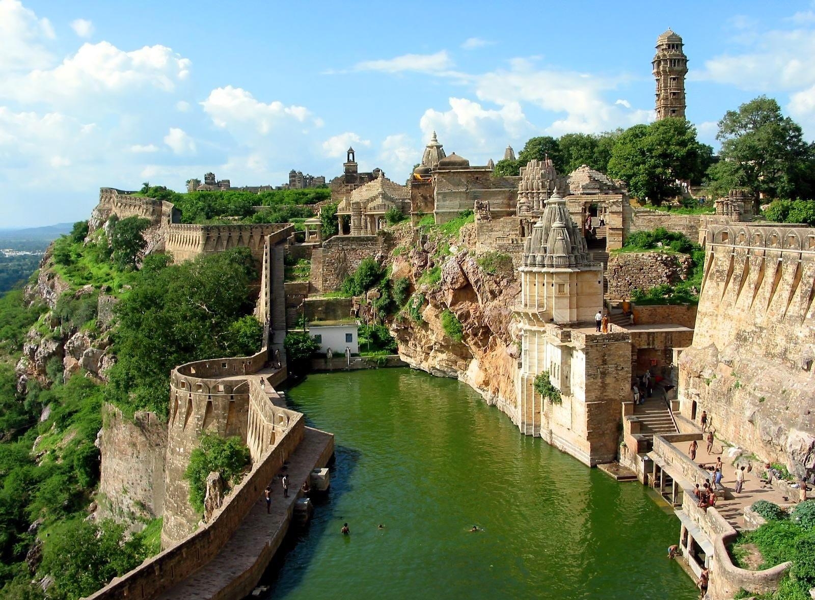 castles india water pools chittorgarh fort 1600x1178 wallpaper