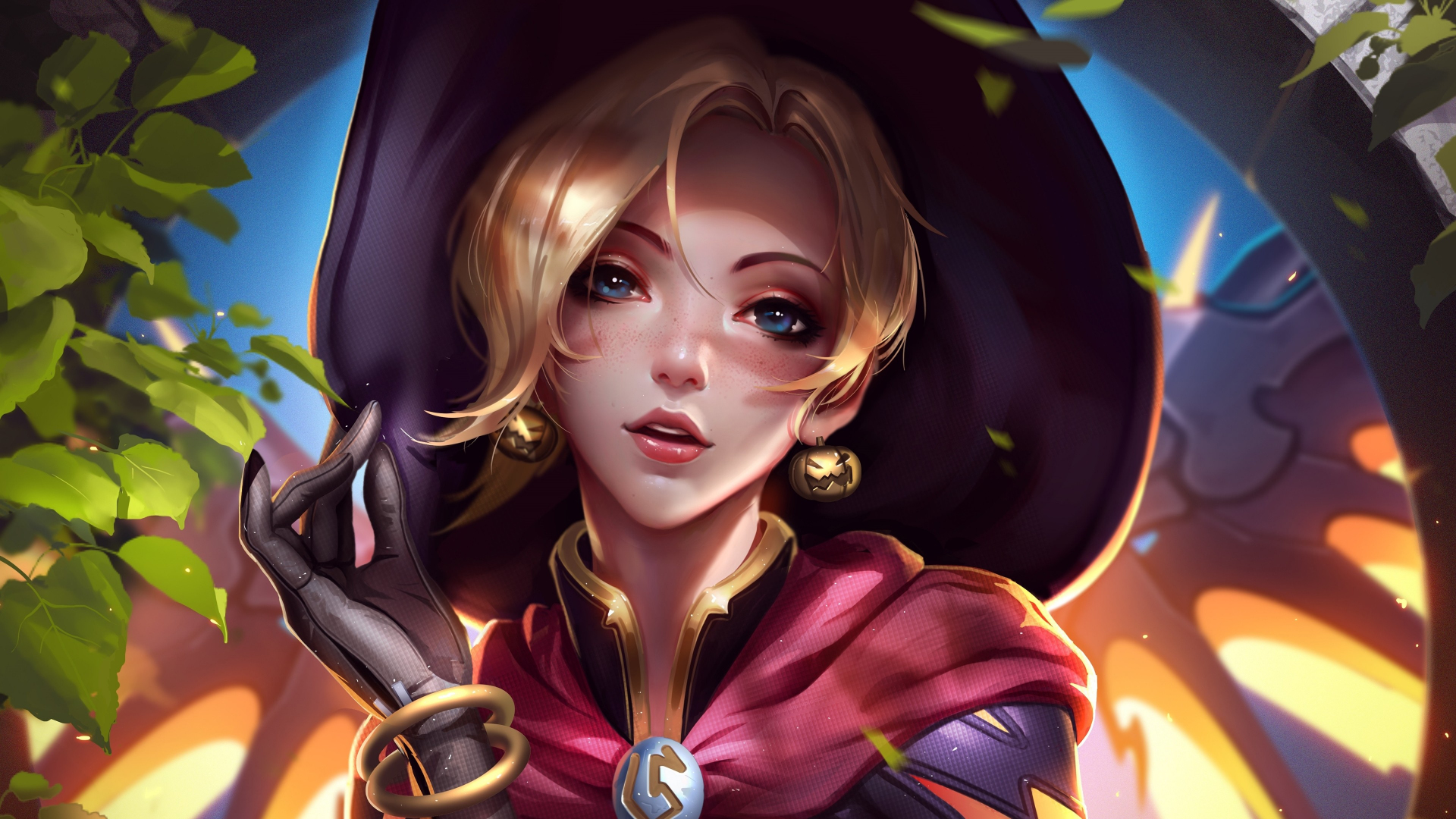 Desktop Wallpaper Blonde, Witch Mercy, Overwatch, Art, 4k, HD Image, Picture, Background, 980e93