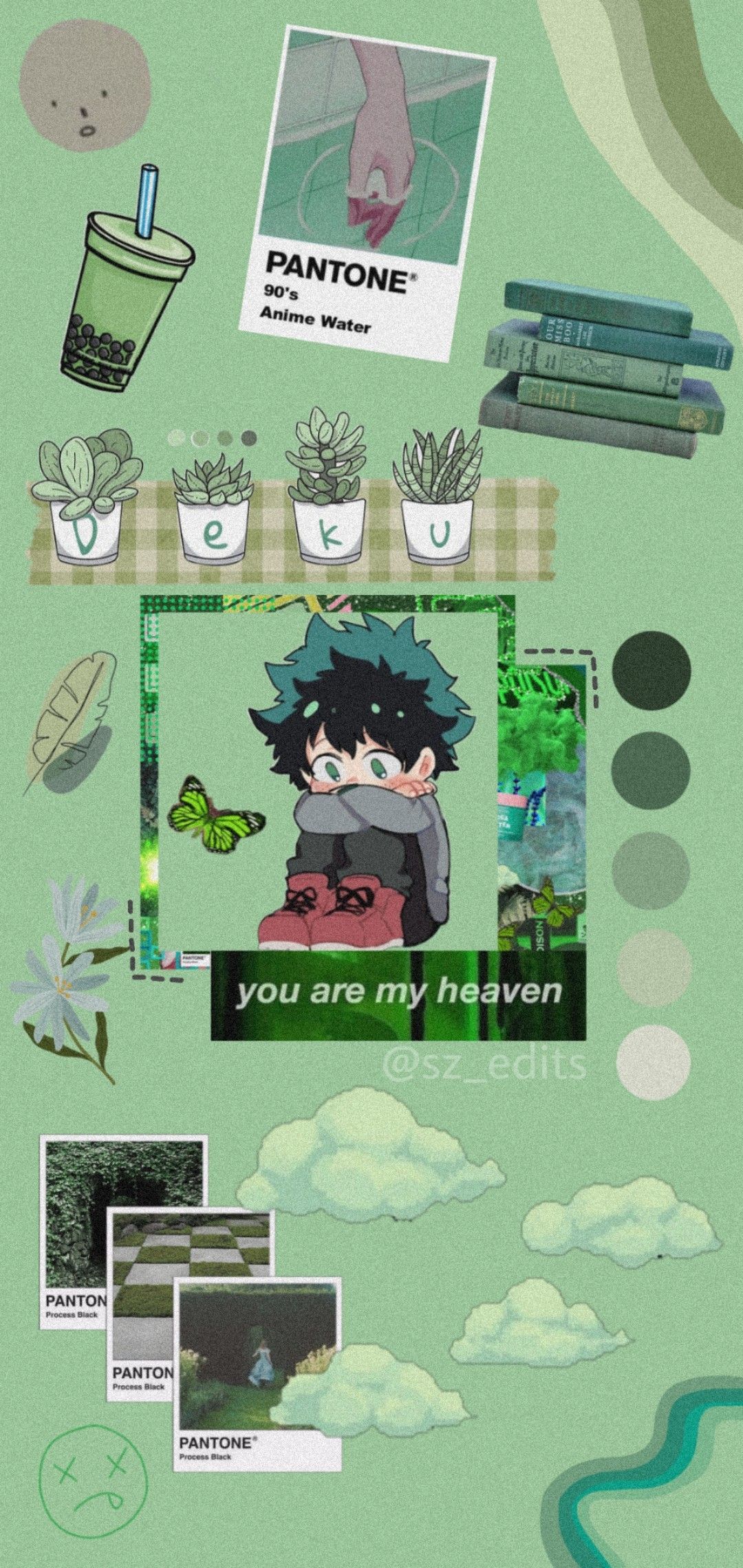 Deku Wallpaper Boku no hero. Cute green wallpaper aesthetic, Green aesthetic, Aesthetic horizontal wallpaper vintage