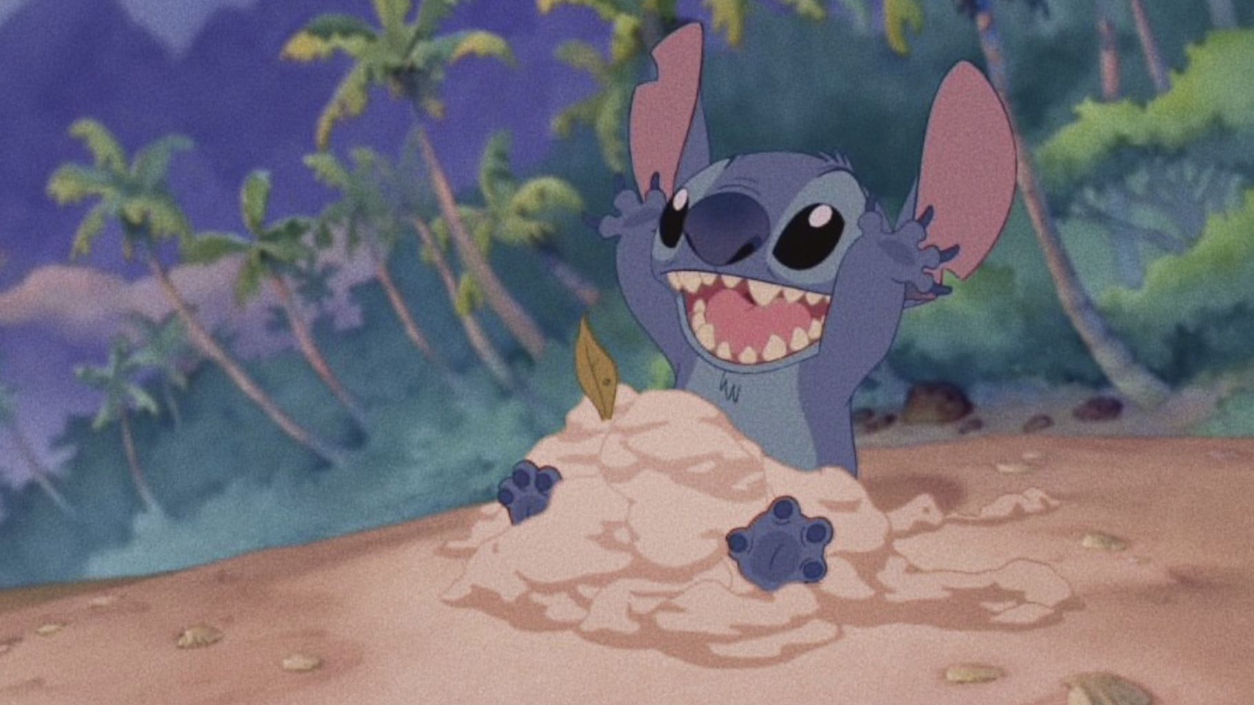 cute picture of stitch at the beach aesthetic desktop background. Cute picture, Laptop wallpaper, Picture