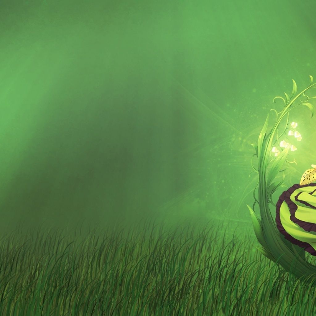 Green Anime Girl iPad 1 & 2 Wallpaper