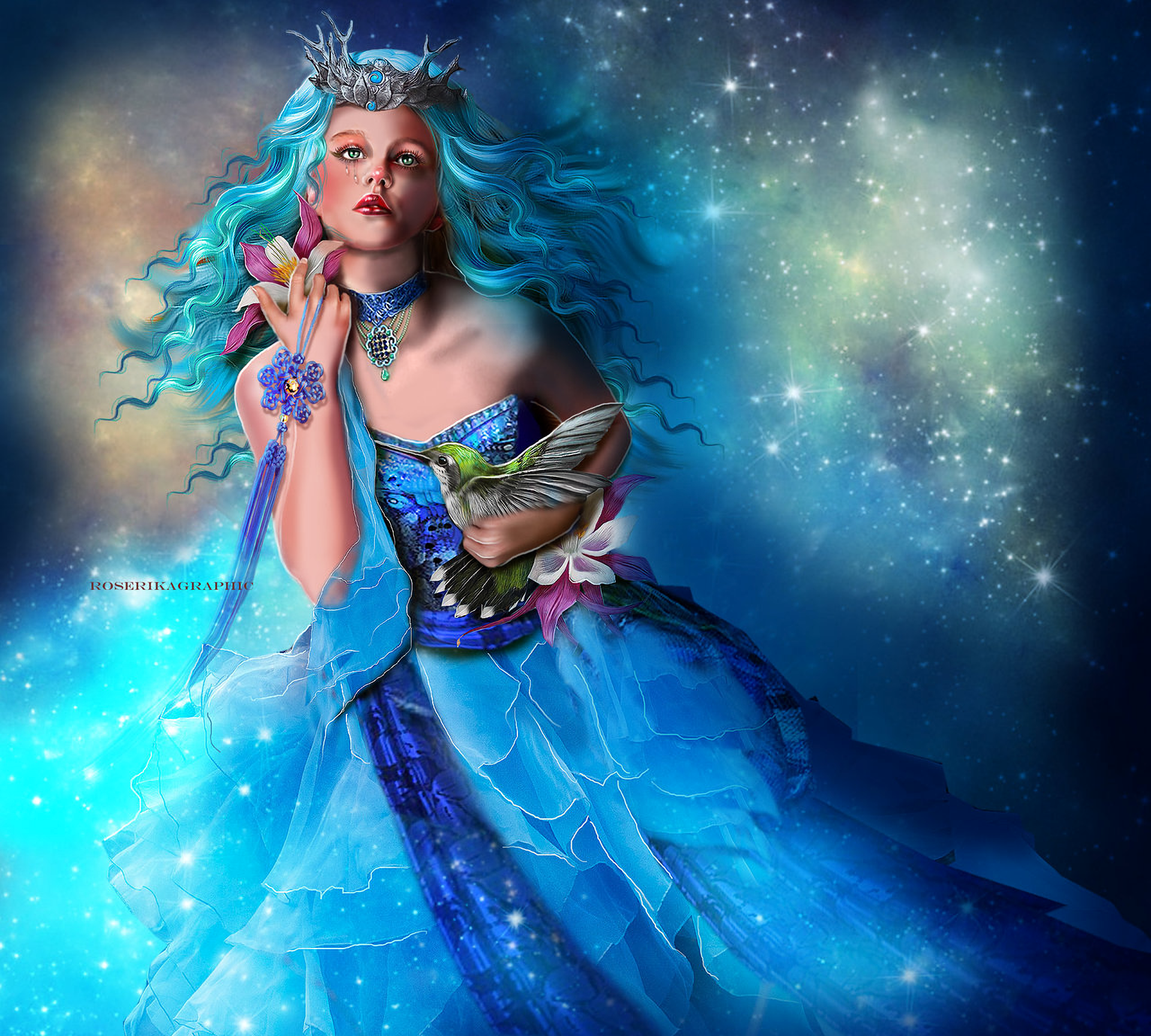 Blue Fantasy Girl HD Wallpaper