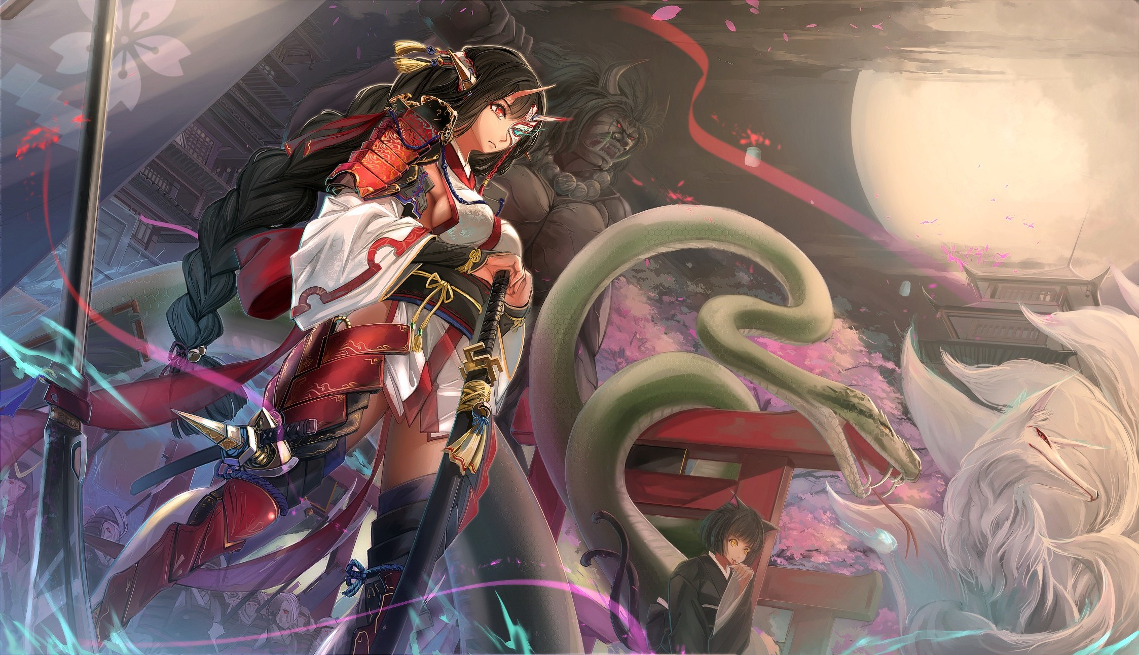 anime anime girls original characters snake fox samurai sword armor wallpaper. Mocah HD Wallpaper