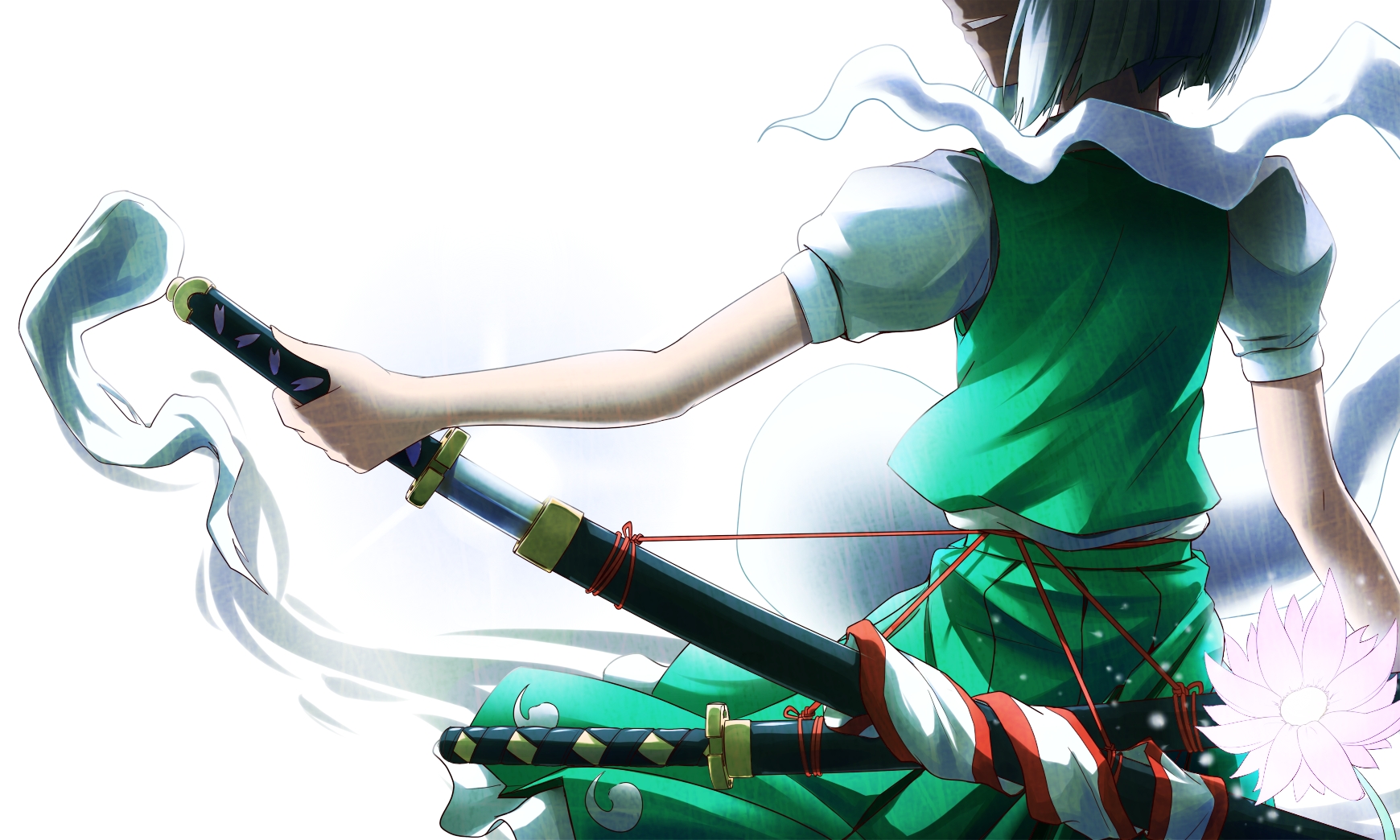 video games touhou katana samurai weapons konpaku youmu short hair white hair anime girls swords