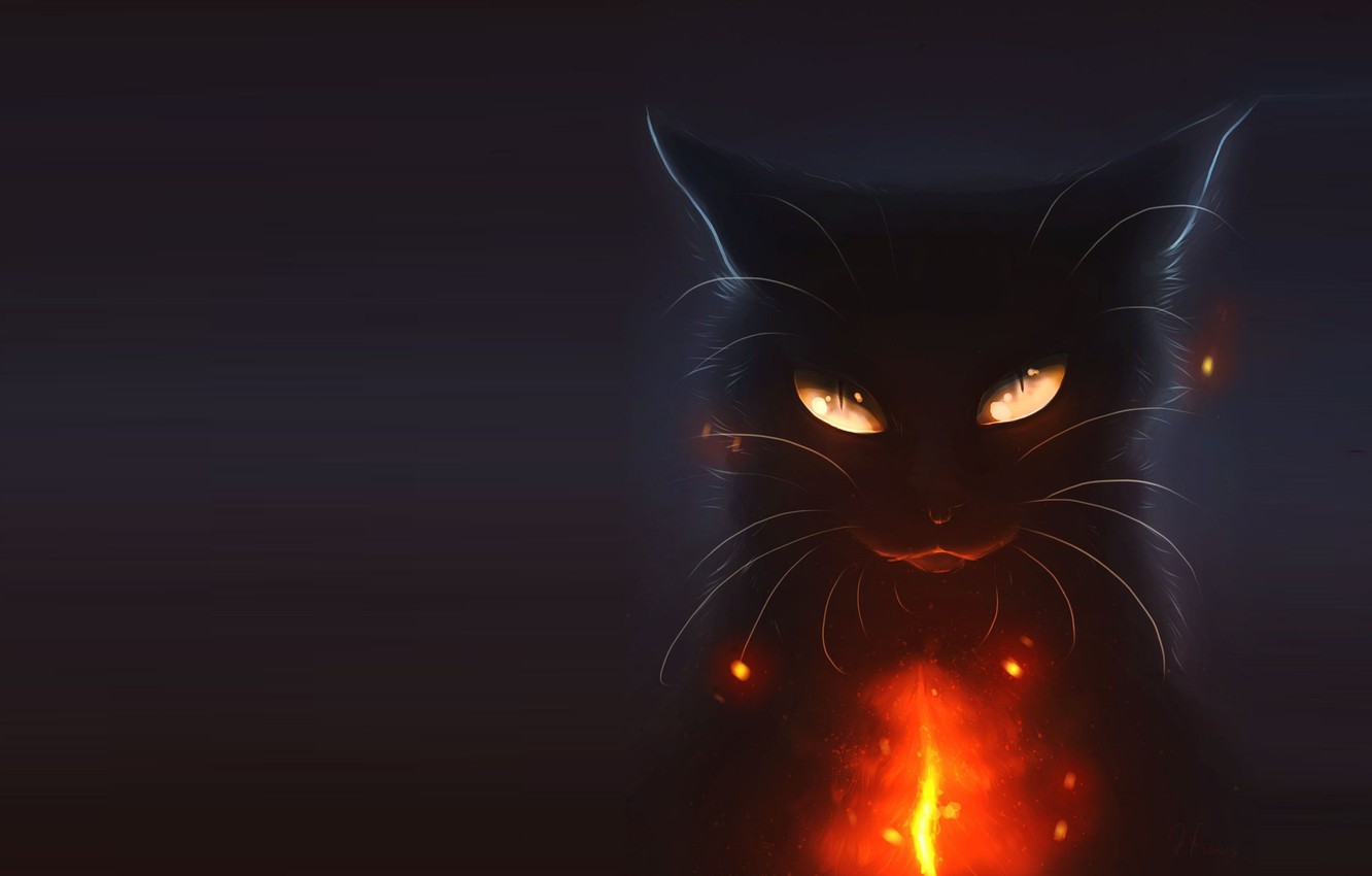 Черная кошка арт