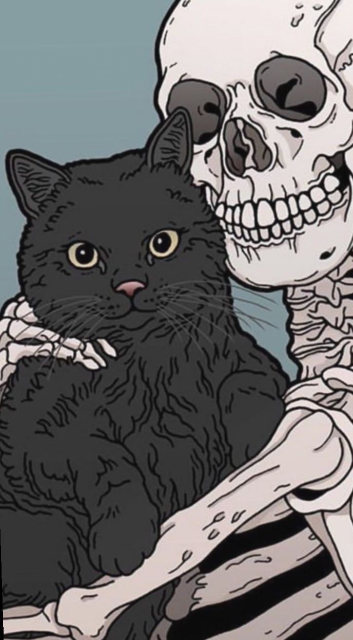 Wallpaper Tumblr Cute Cat #nature #Photo #sky. Skull wallpaper, Witchy wallpaper, Halloween wallpaper iphone