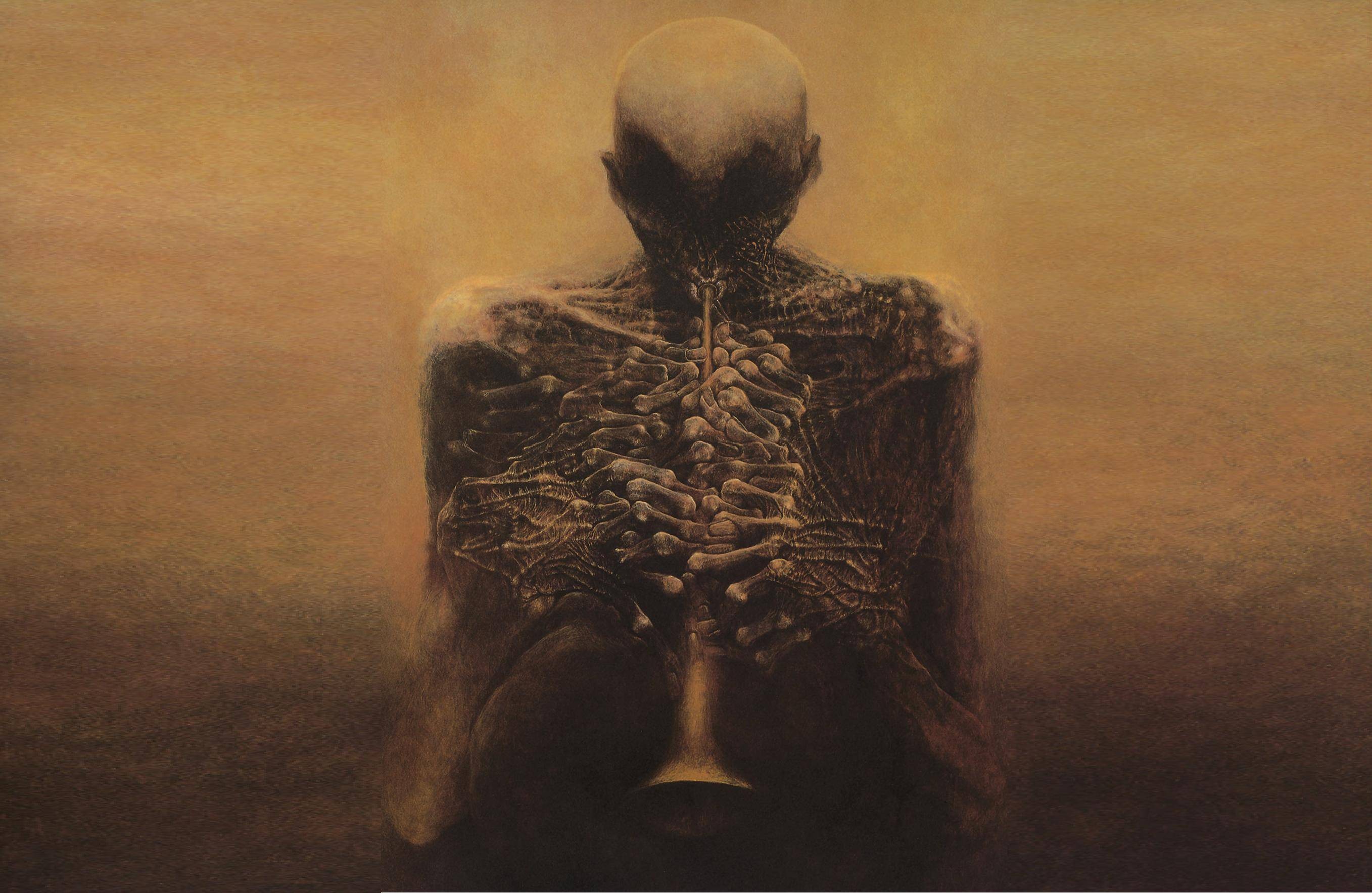 #dark, #Polish, #brown, #detailed, #Zdzisław Beksiński, #painting, wallpaper. Mocah HD Wallpaper