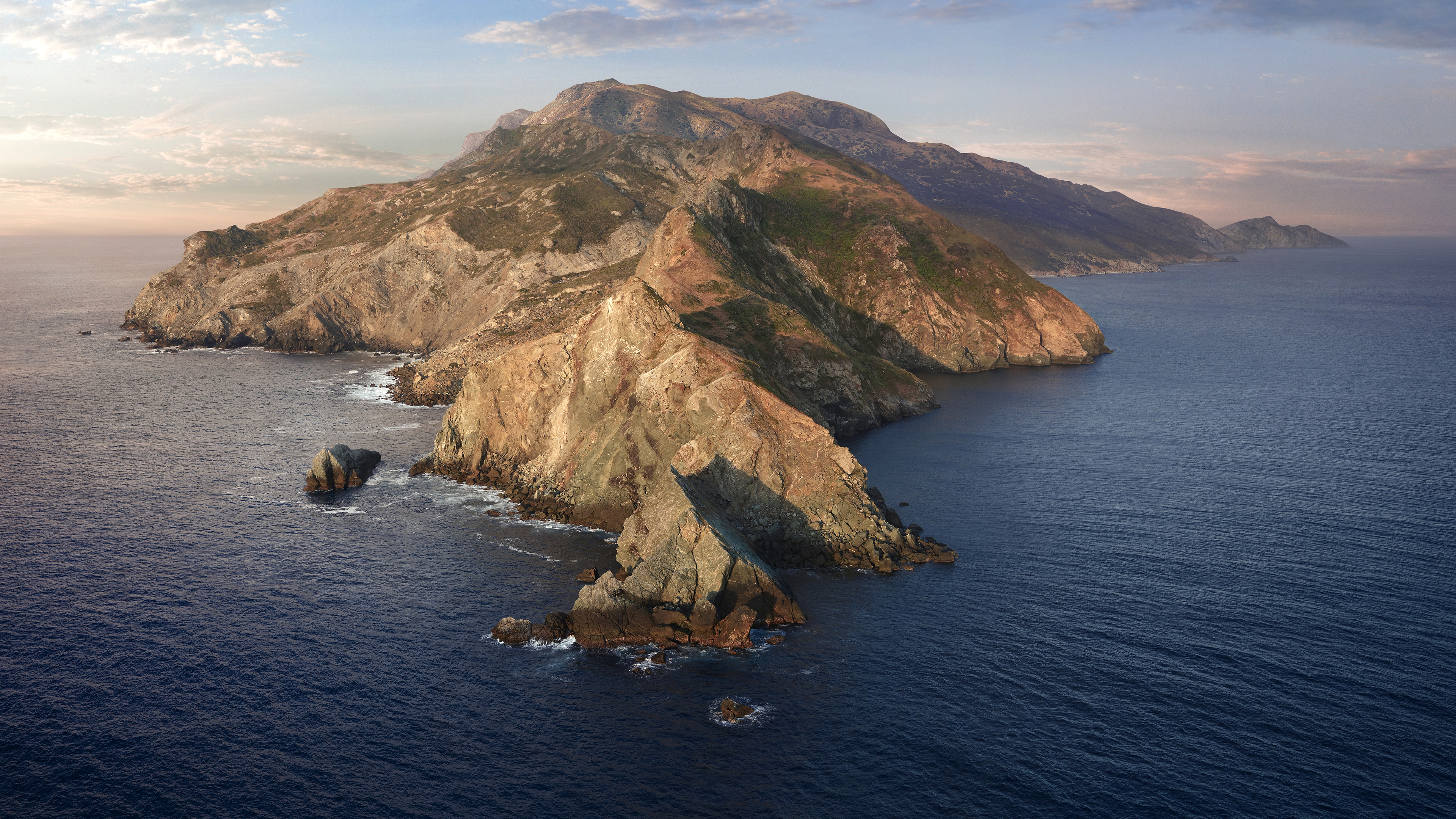 macOS Catalina, Mountains, Island, Morning, 4k Free deskk wallpaper, Ultra HD