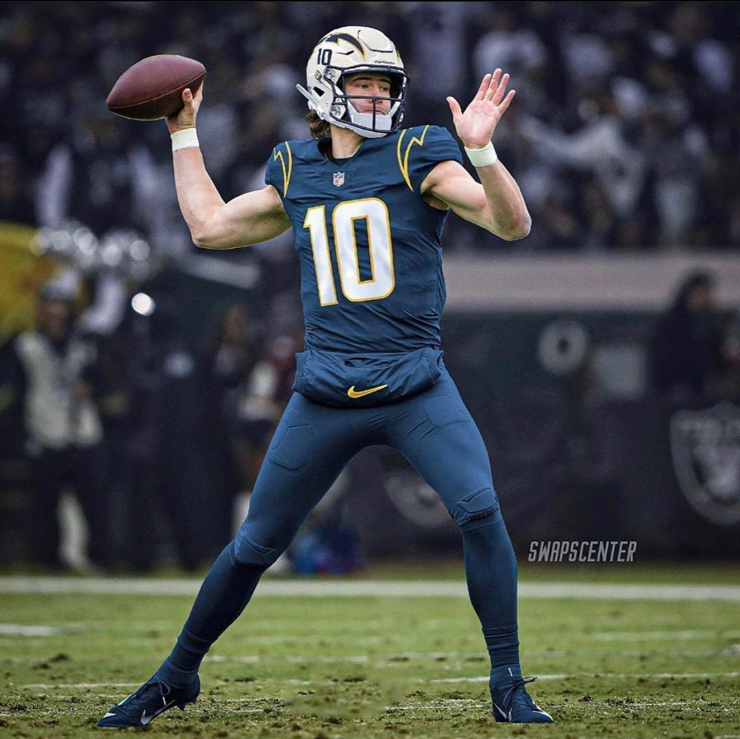 Justin Herbert on Instagram: “According to Adam Schefter, the Chargers don't plan on rushing Hebert into. Chargers football, Football uniforms, American football