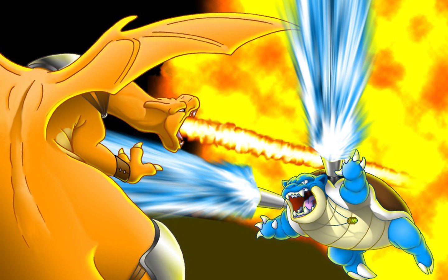 pokemon, Yellow, Blastoise, Battles, Charizard Wallpaper HD / Desktop and Mobile Background