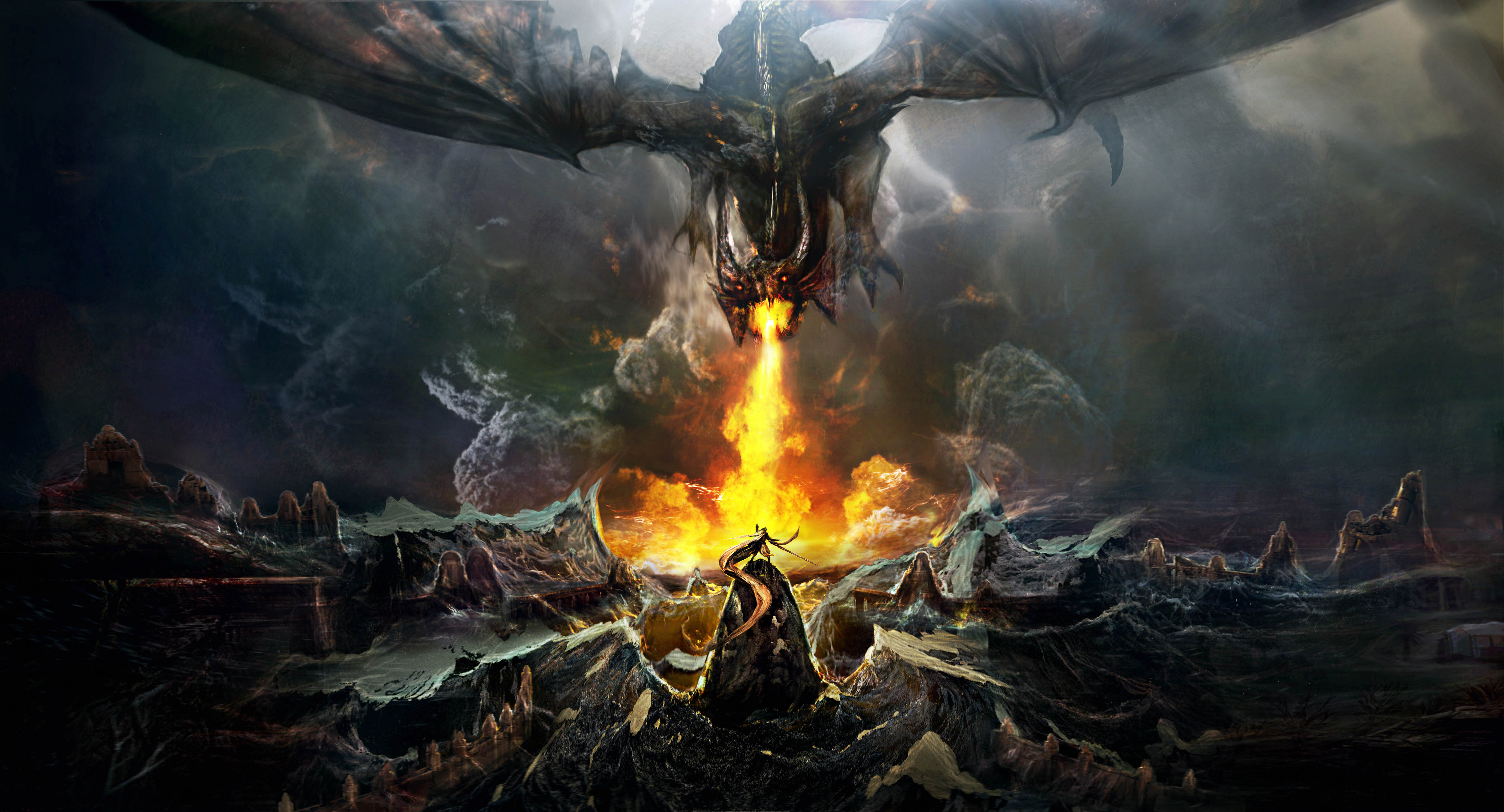 Title Fantasy Dragon Fire Warrior Wallpaper Of Thrones Dragon 4k HD Wallpaper