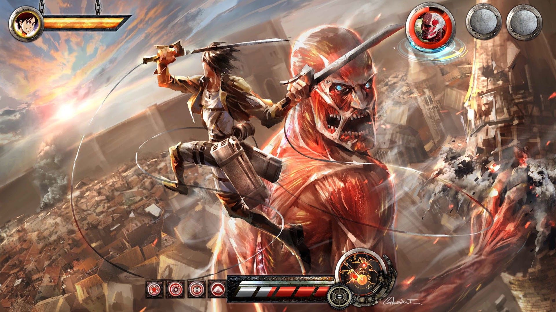 eren vs colossal titan video game attack on titan shingeki no kyojin anime HD wallpaper