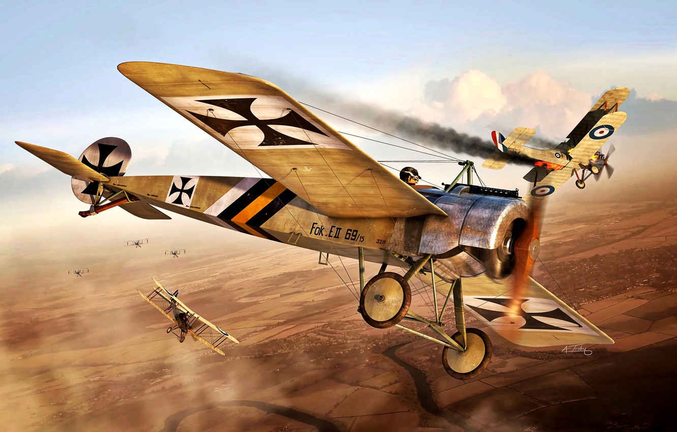 Wallpaper Fokker, monoplane, WWI, German, Fokker E.II, Bracing, Air forces image for desktop, section авиация